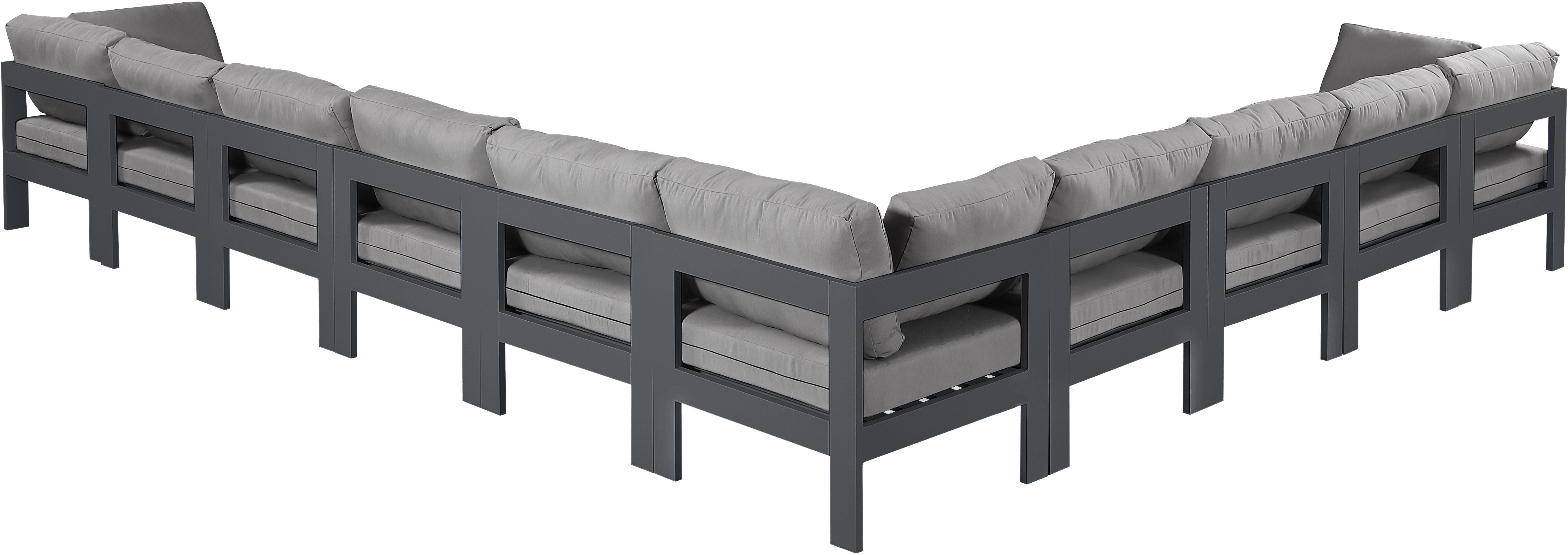 Nizuc - Outdoor Patio 10 Piece Modular Corner Sectional With Gray Frame - Gray