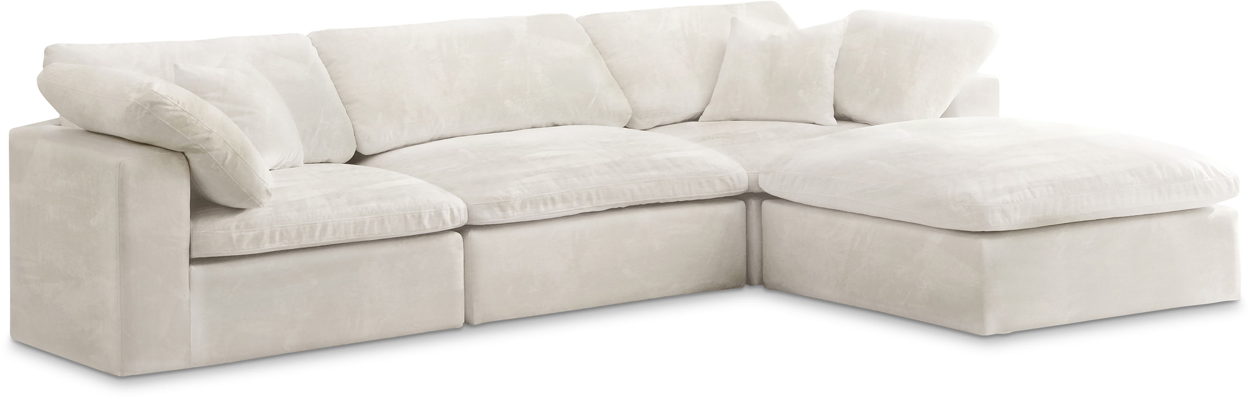 Cozy - 4 Piece Modular Sectional With Chaise - Cream