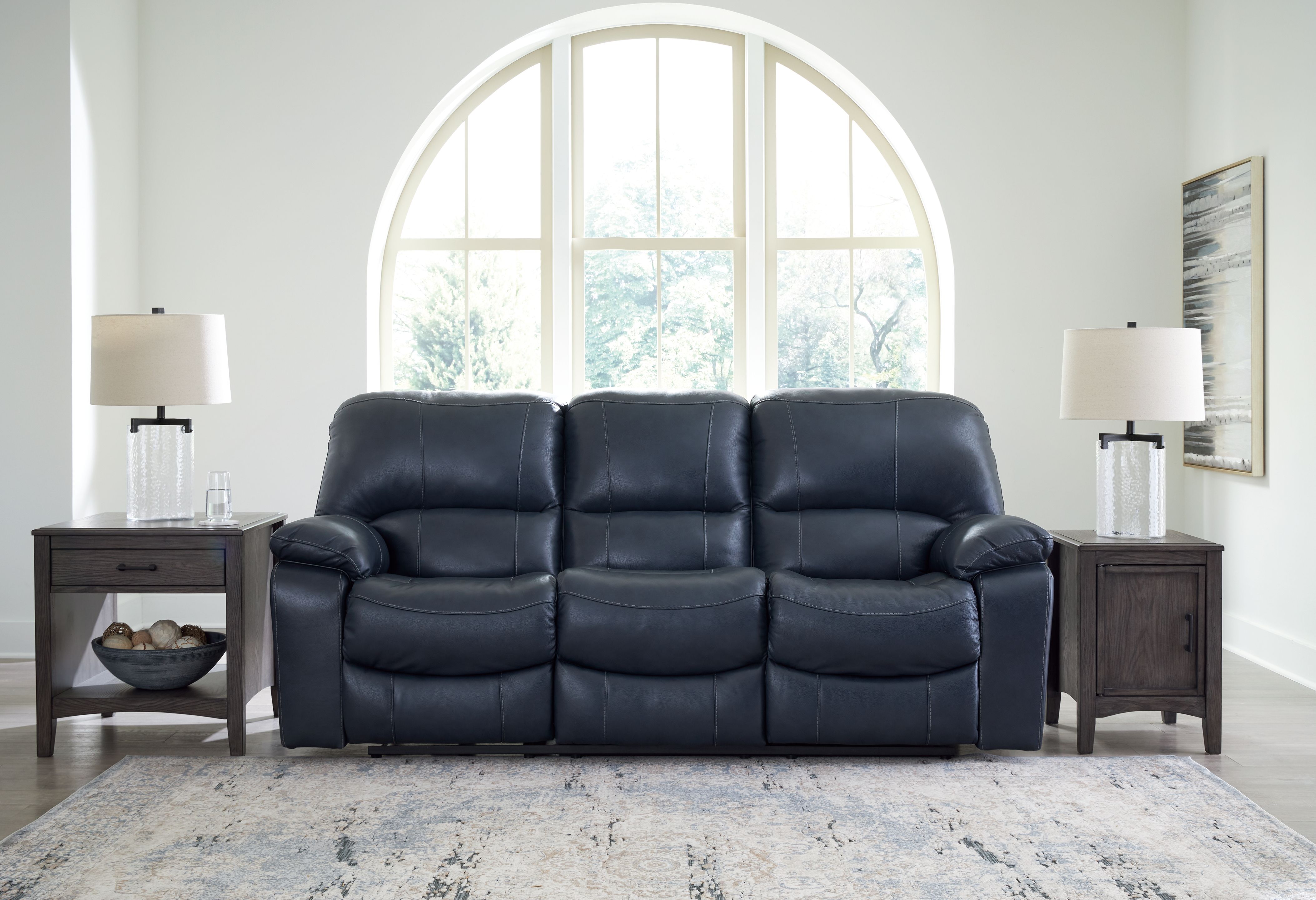 Ashley Furniture Leesworth - 3 Pc. - Power Reclining Sofa, Power Reclining Loveseat, Power Rocker Recliner - Ocean - Image 2