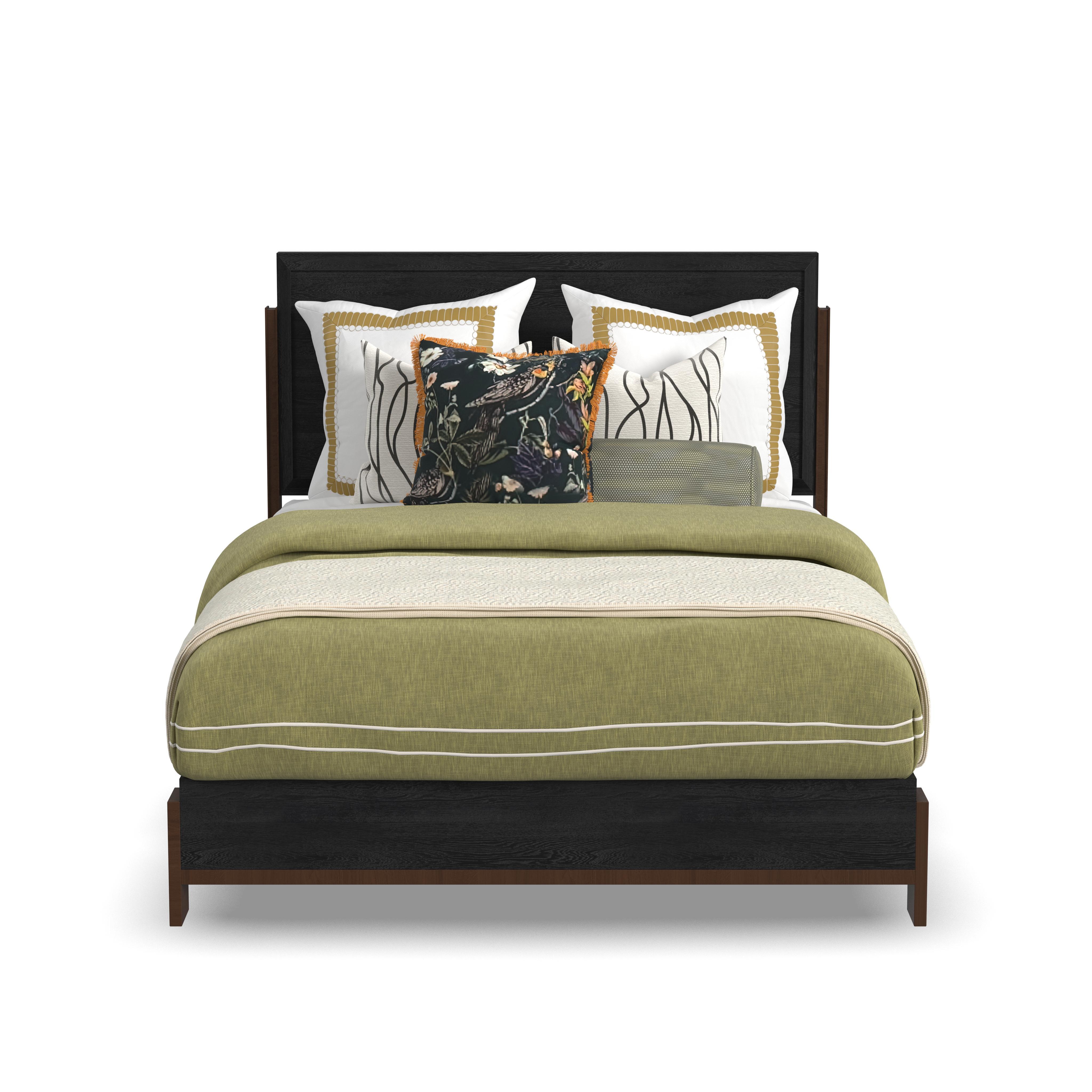 Waterfall - Queen Panel Bed - Black, black, view 2