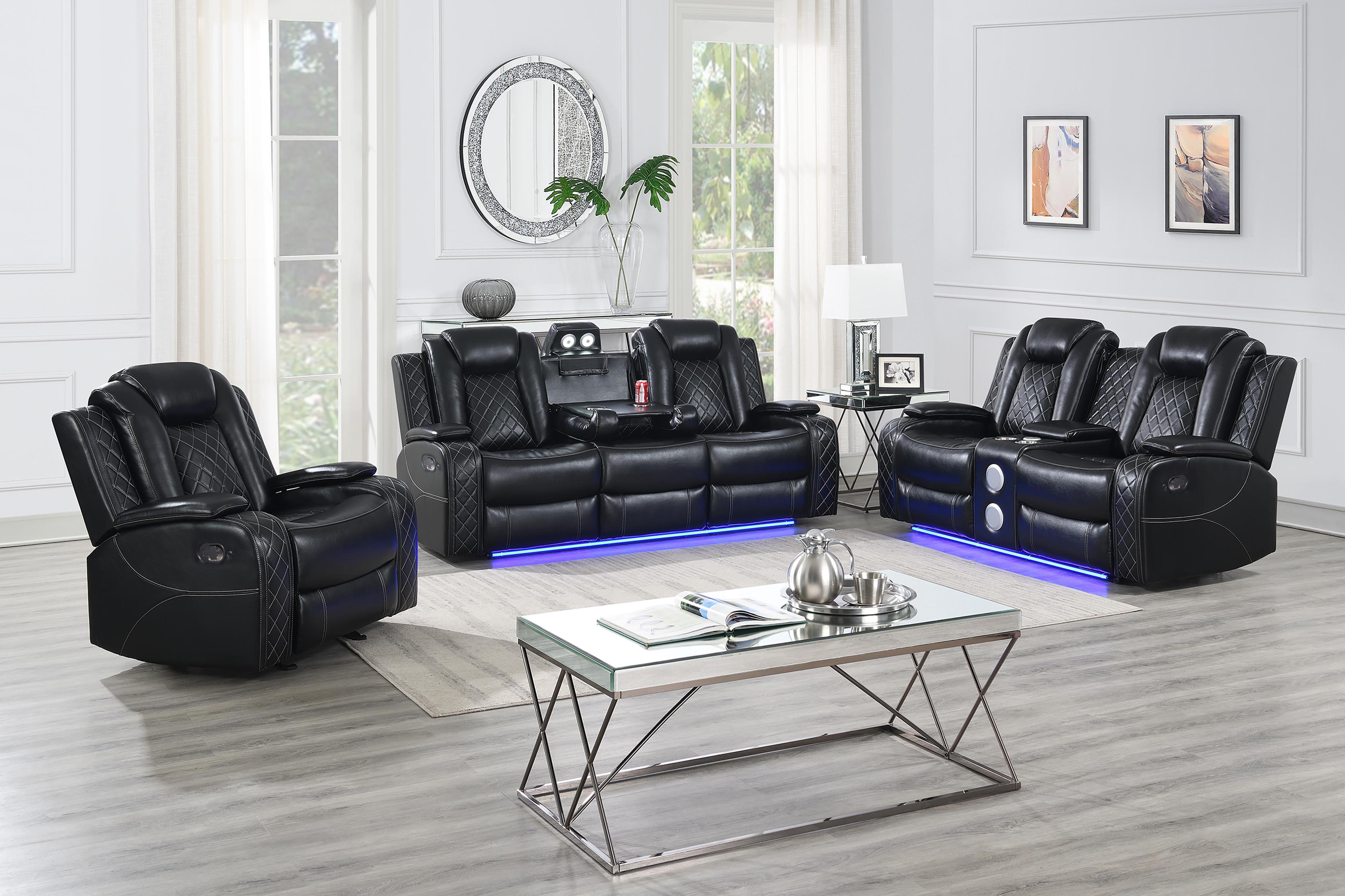 Orion II - Manual 3 Piece Sofa & Loveseat & Chair - Black