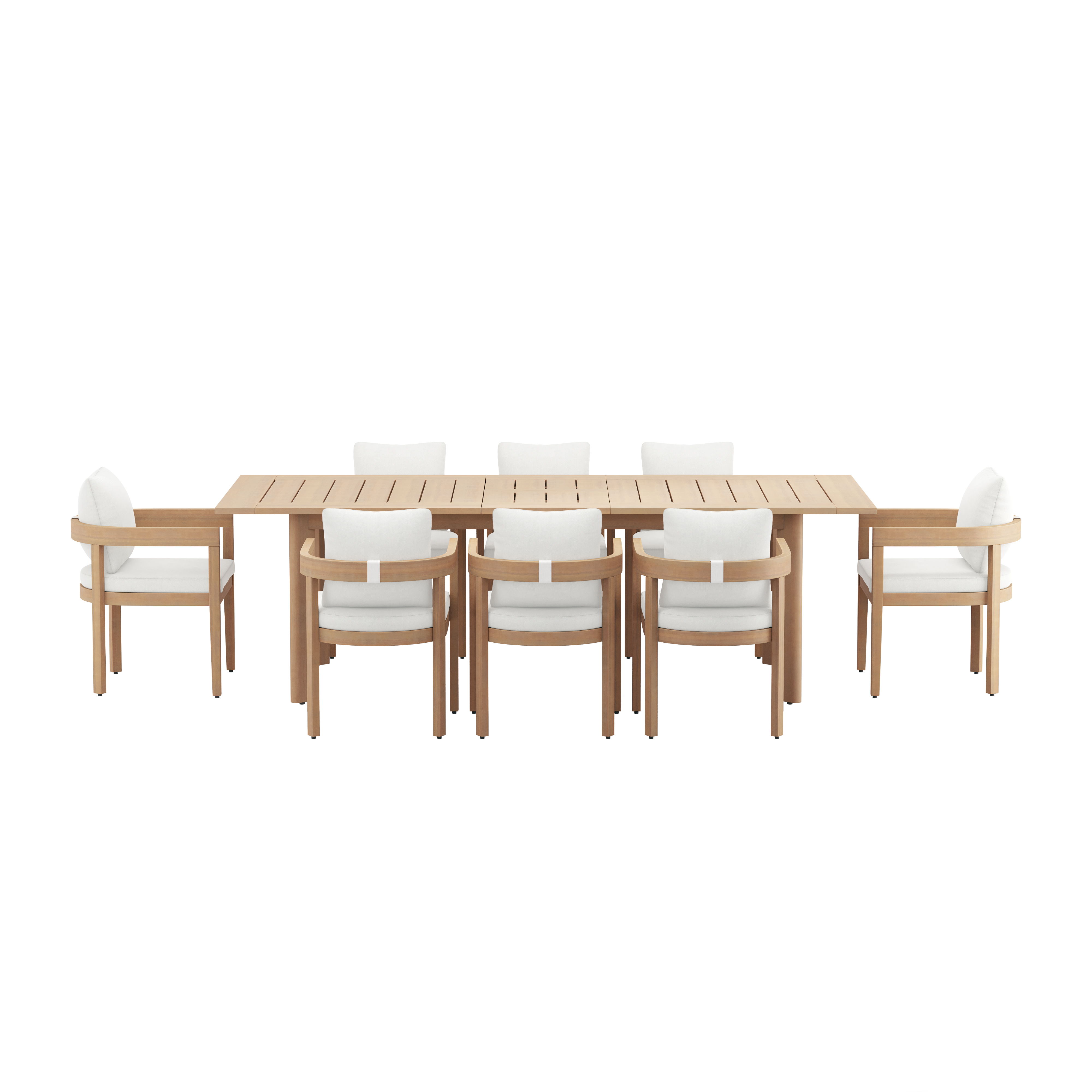 Wesley - Patio 9 Piece Dining Set Table & 8 Chairs - White
