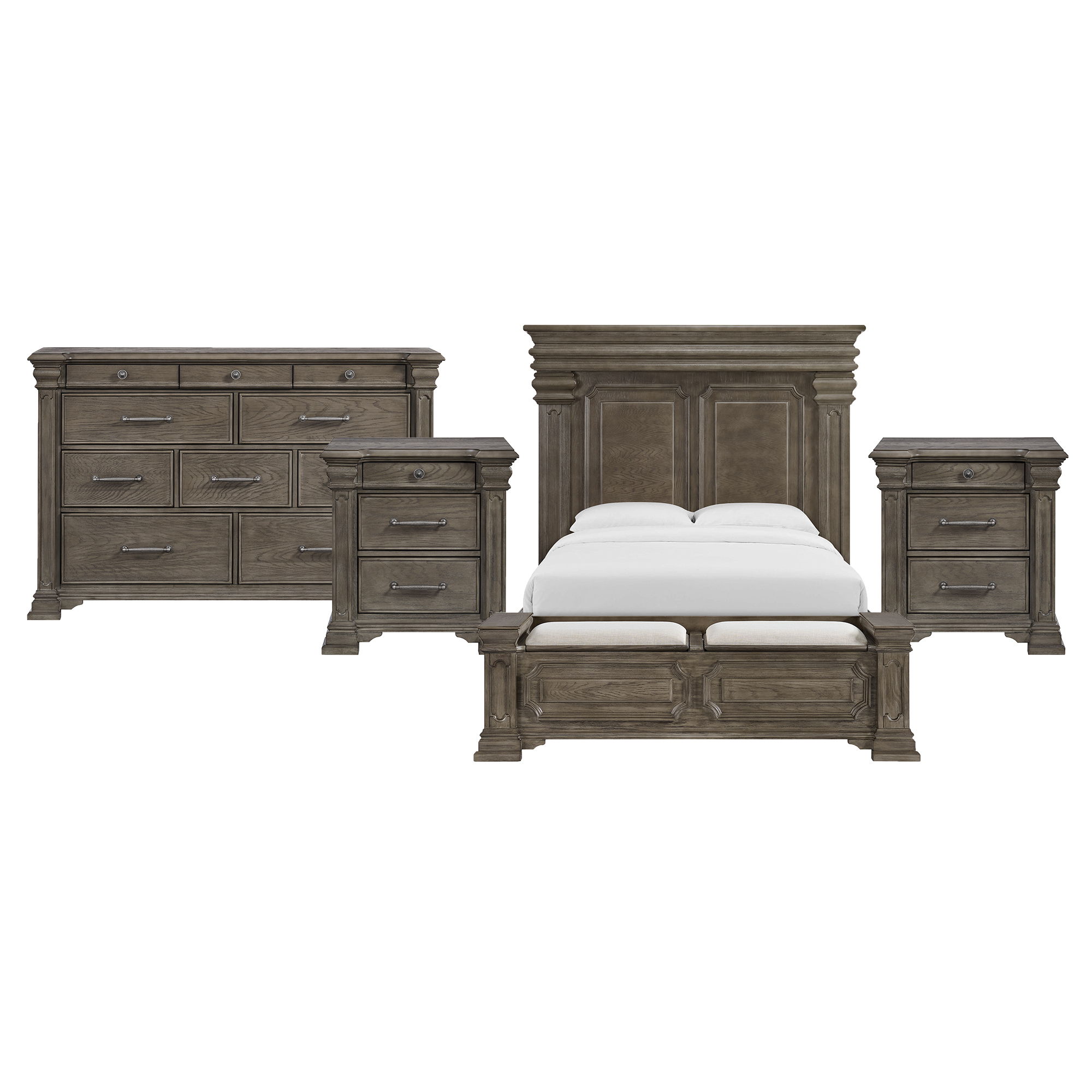 King · 4 Pc · Bedroom Set With 2 Nightstands & Dresser