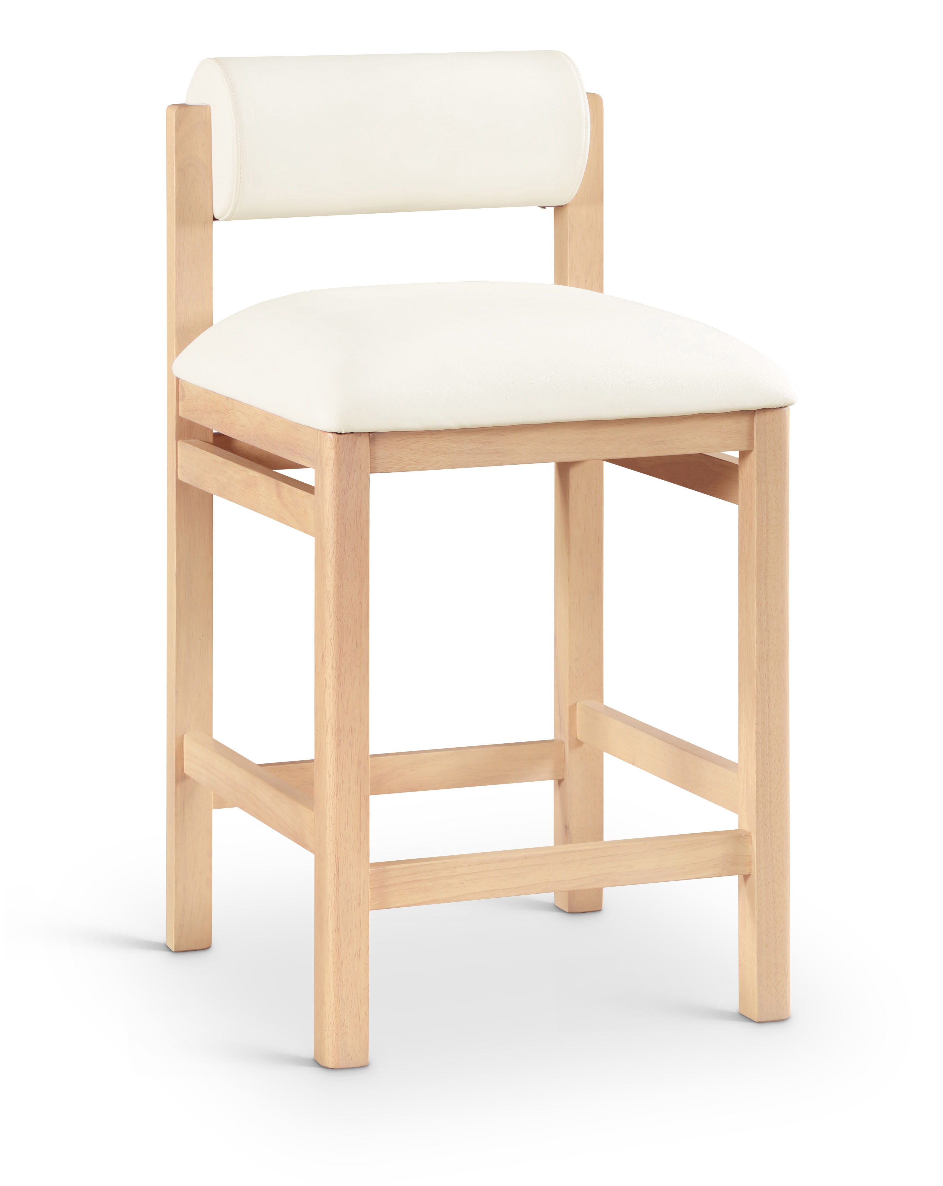 Roundhill - Vegan Leather Counter Stool - Cream