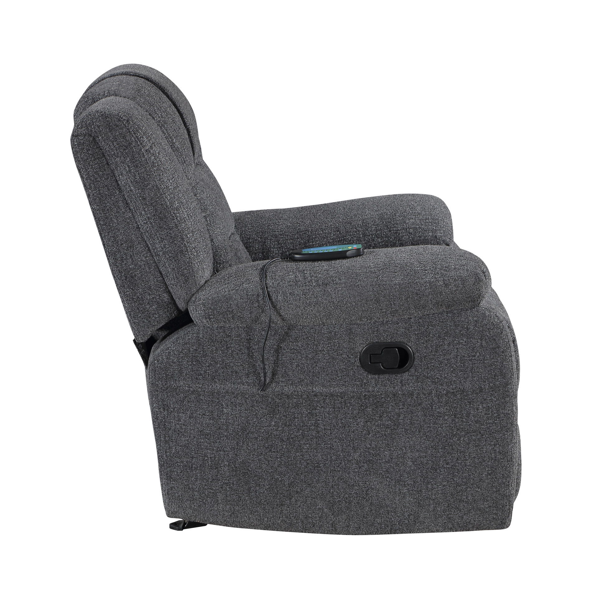 Redondo - Glider Recliner With Heat And Massage - Dark Gray, dark gray, view 5