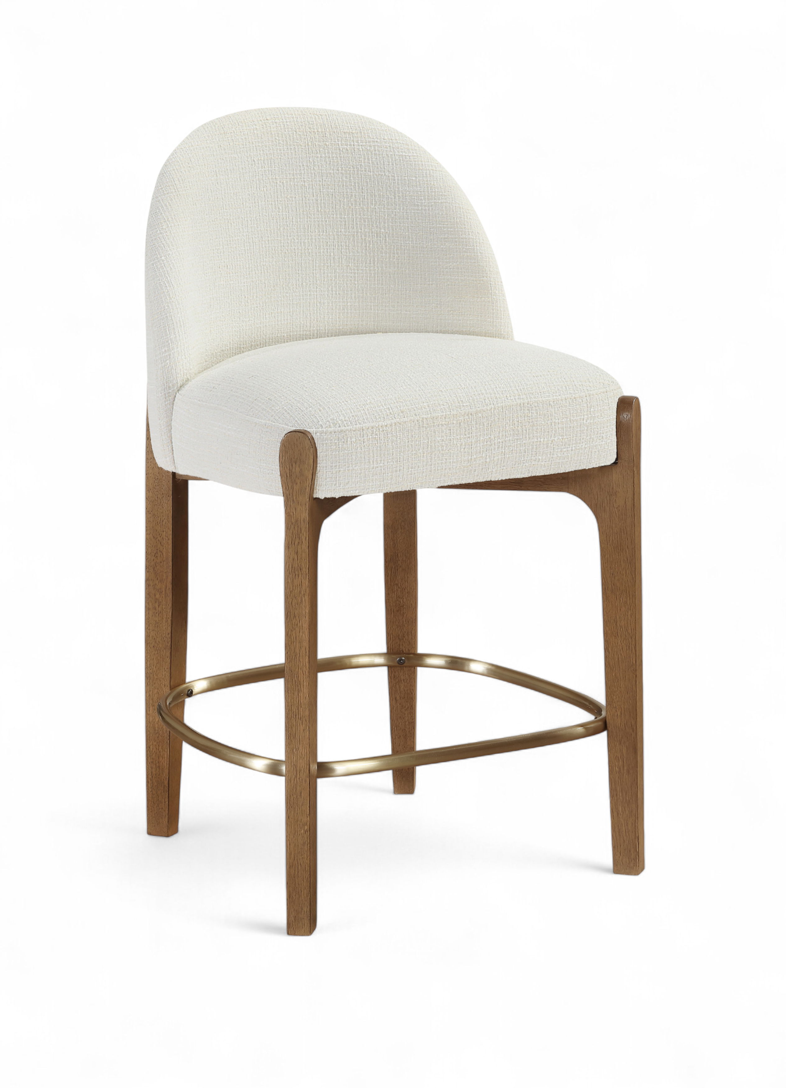 Torino - Fabric Upholstered Counter Stool (Set of 2) - Cream / Brushed Brown