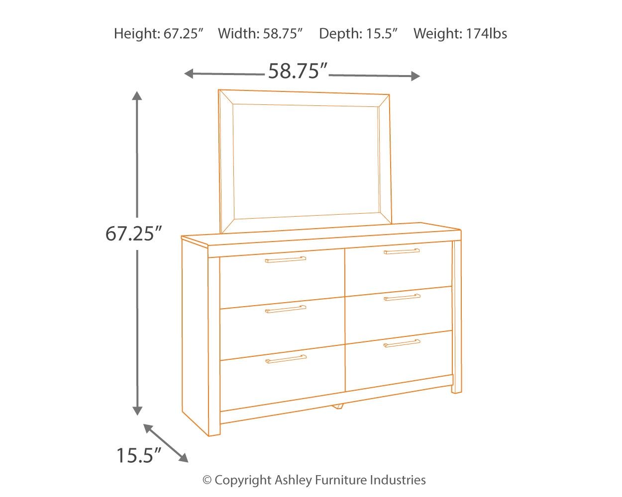 Ashley Furniture Derekson - Dresser, Mirror - Multi Gray - Image 5