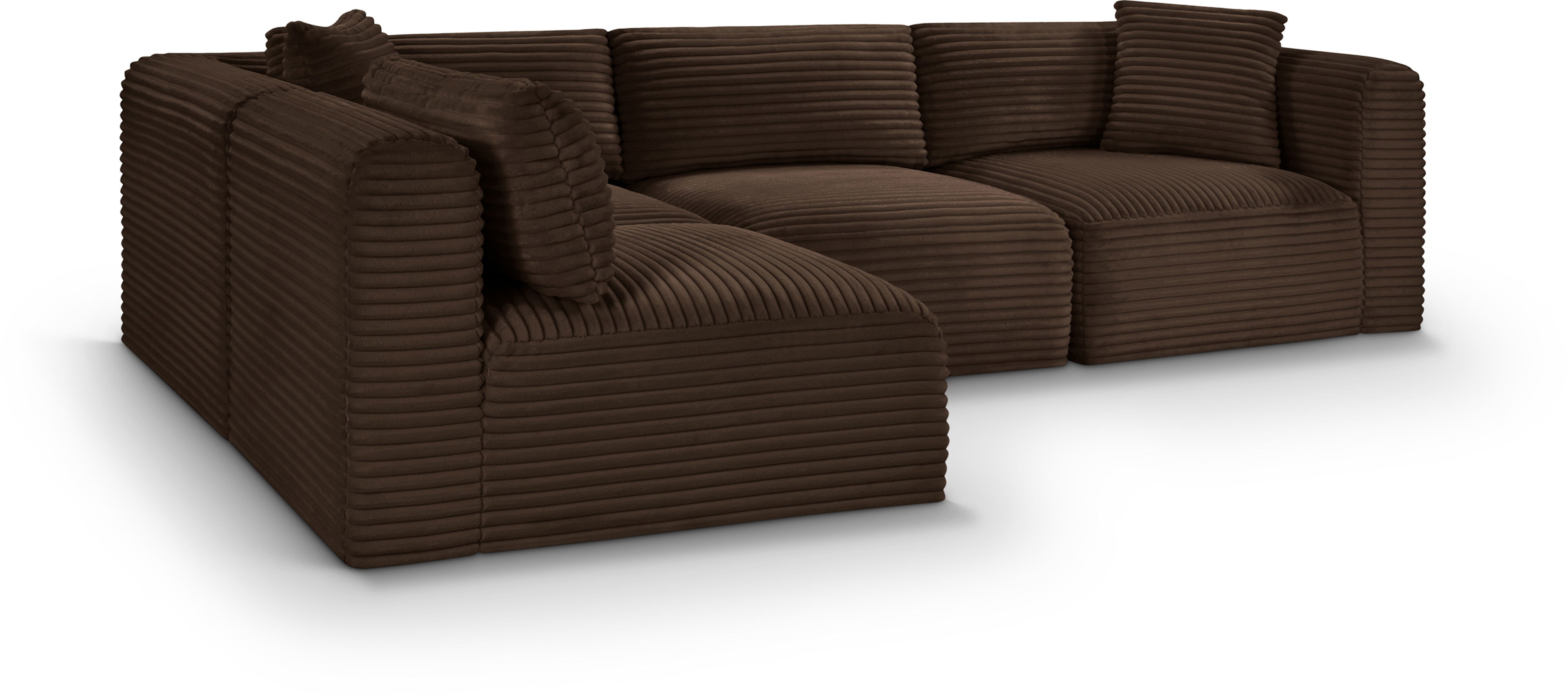Shaggy - 4 Piece Modular Corner Sectional - Brown
