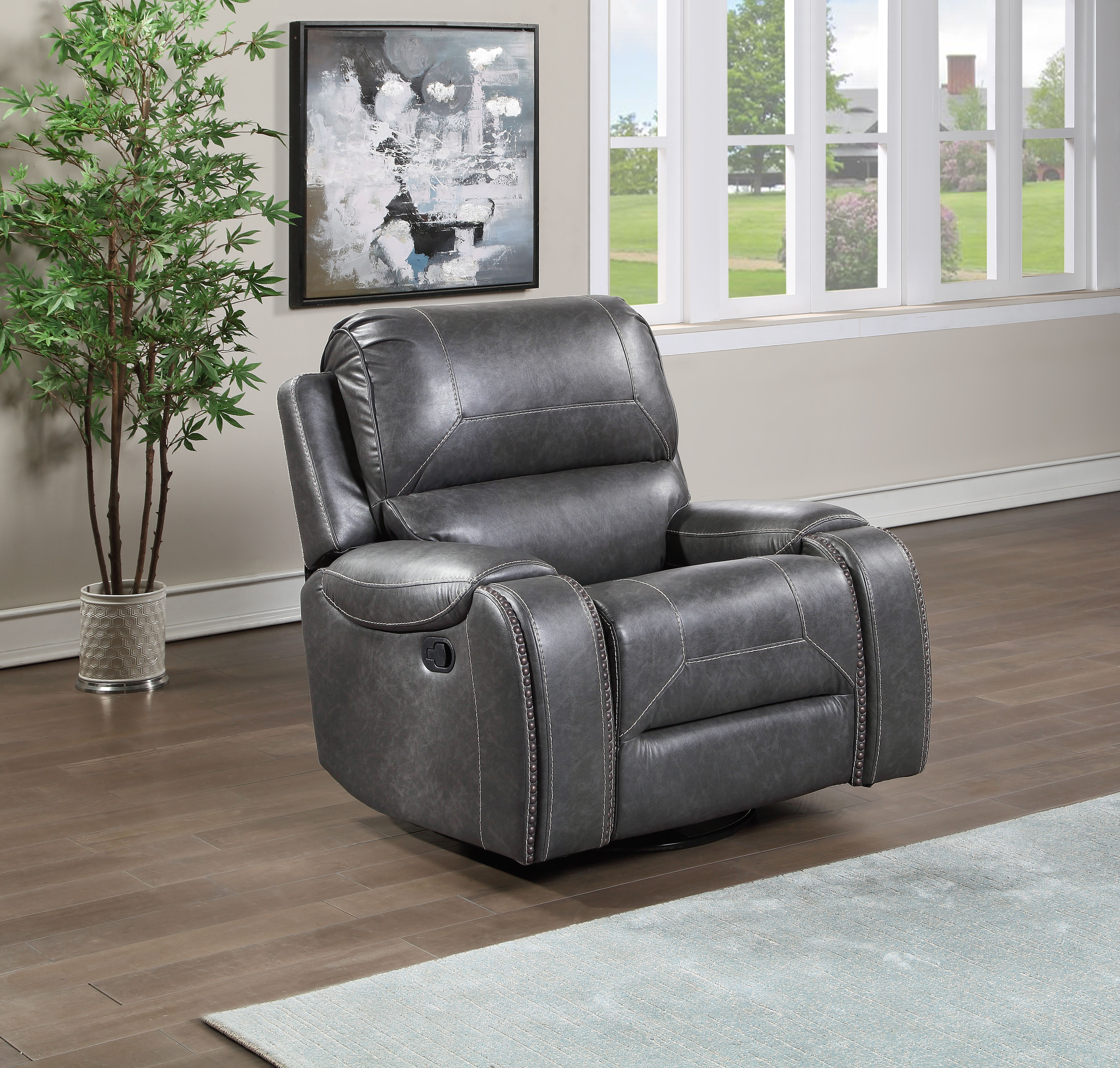 Keily - Manual Motion Swivel Recliner - Gray