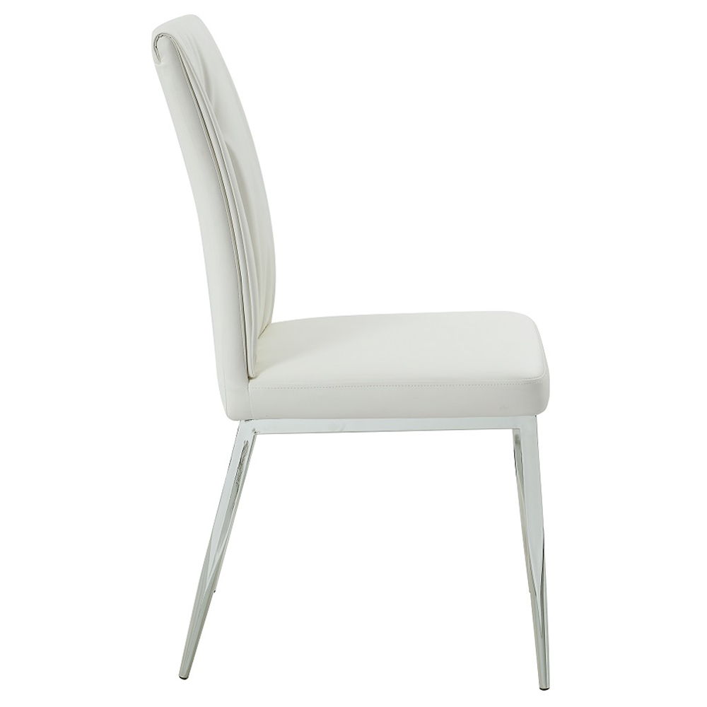 Kamaile - Side Chair (Set of 2) - Beige Synthetic Leather & Chrome, white, view 5