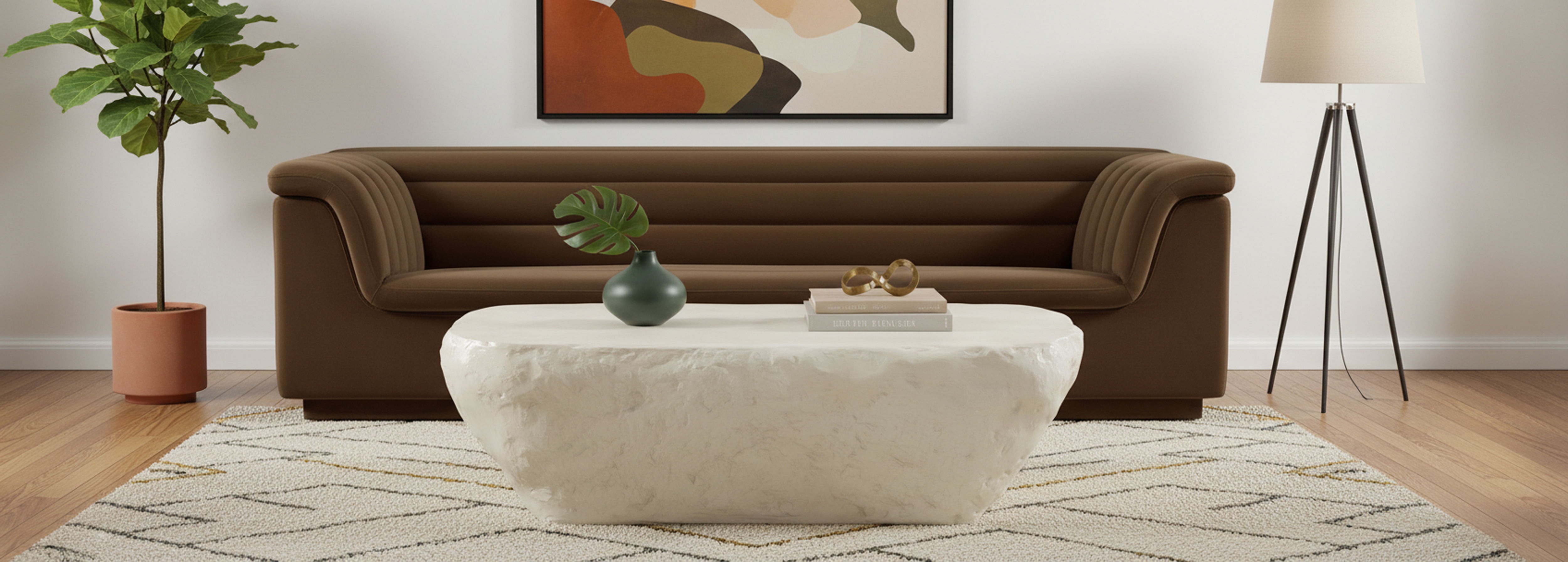 Cascade - Velvet Sofa - Brown