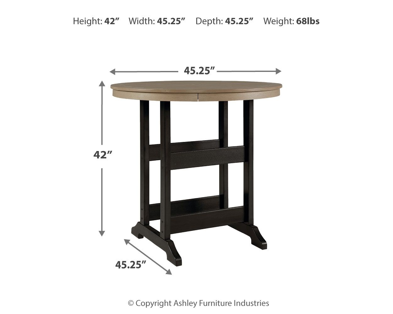 Ashley Furniture Fairen Trail - Round Bar Table w/Umb OPT - Black / Driftwood - Image 4