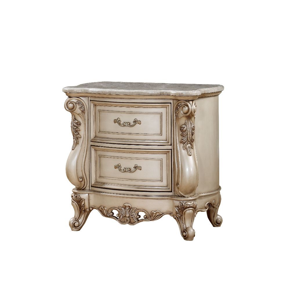 Gorsedd - Nightstand With Marble Top - Marble Top & Golden Ivory, beige
