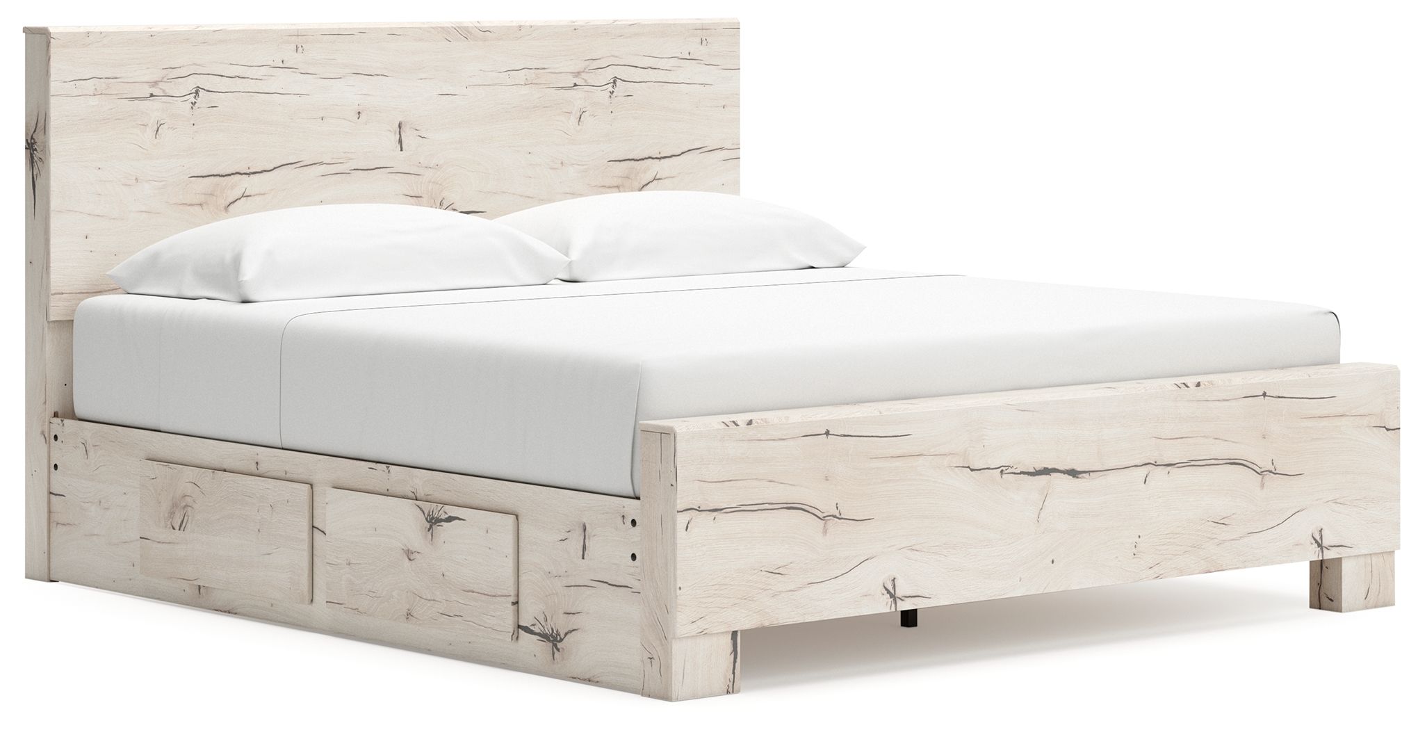 Lawroy - King Panel Bed With Under Bed Storage - Light Natural