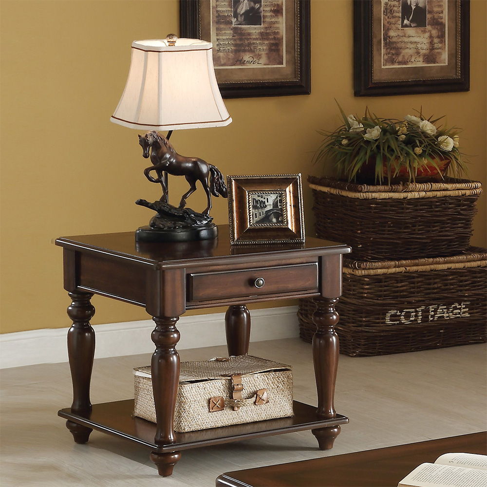 Farrel - End Table - Walnut, dark brown