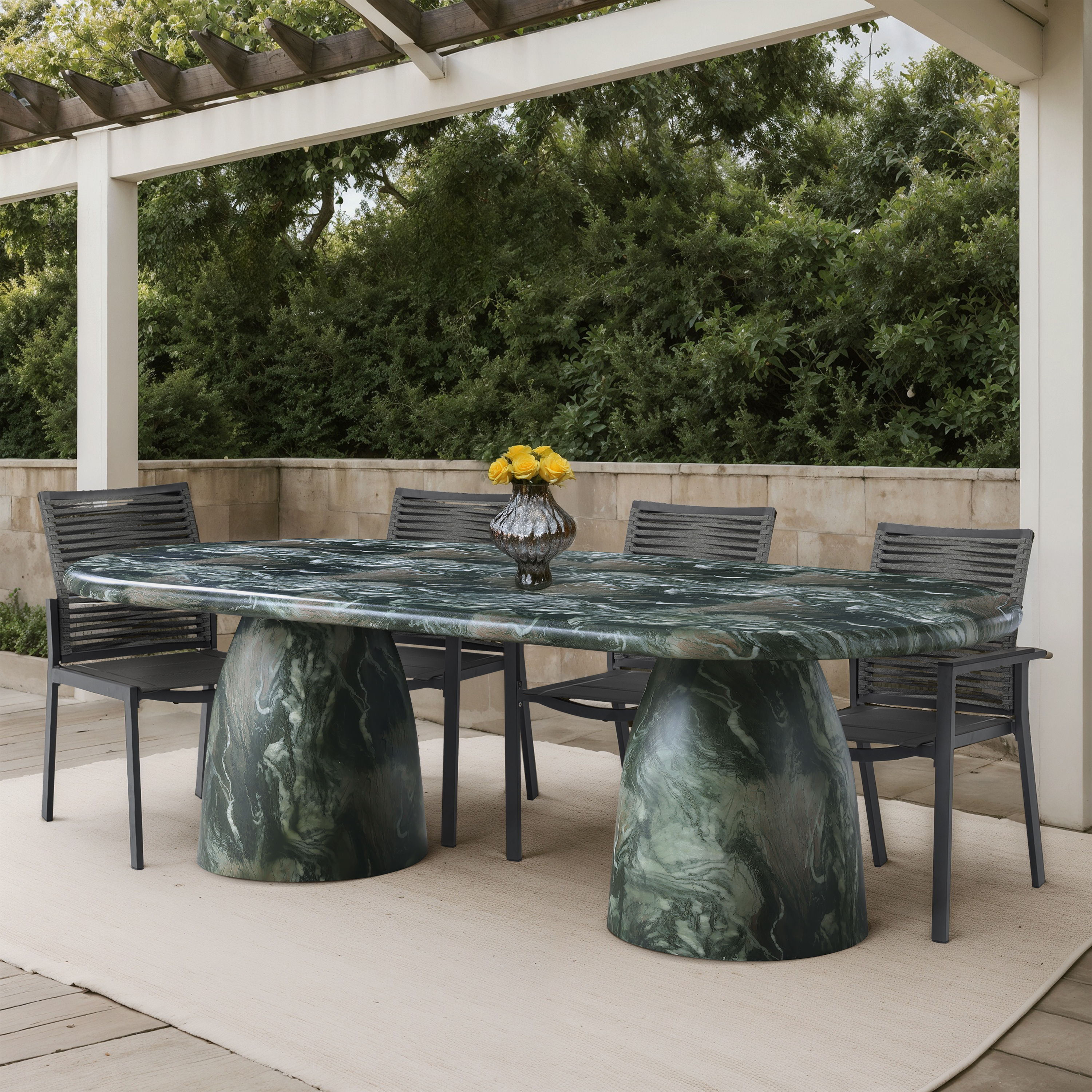 Cosenza - 96" Marble Finish Concrete Dining Table - Green