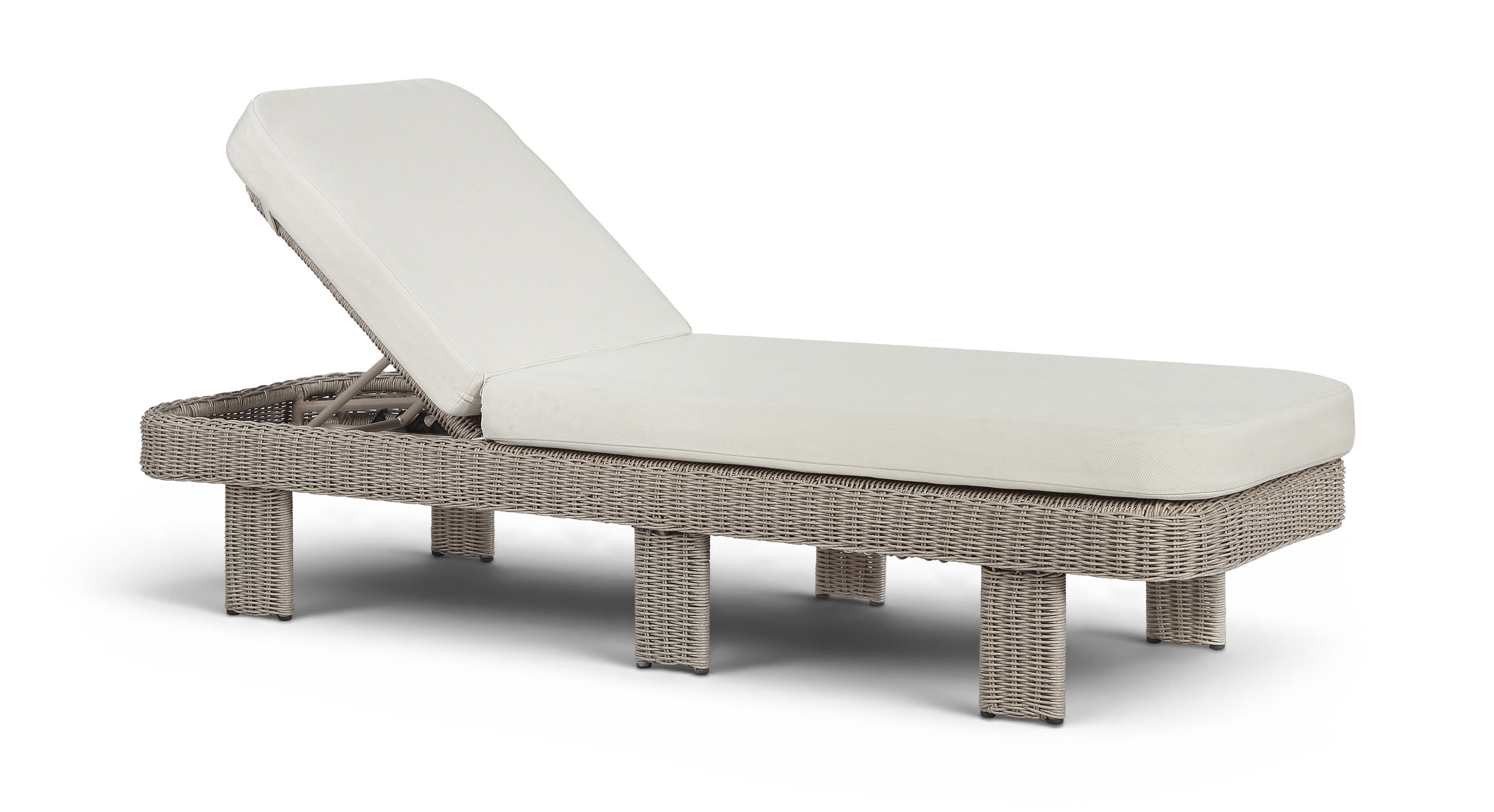 Sandbay - Olefin Water Resistant Fabric And Wicker Outdoor Patio Lounge Chair - Cream
