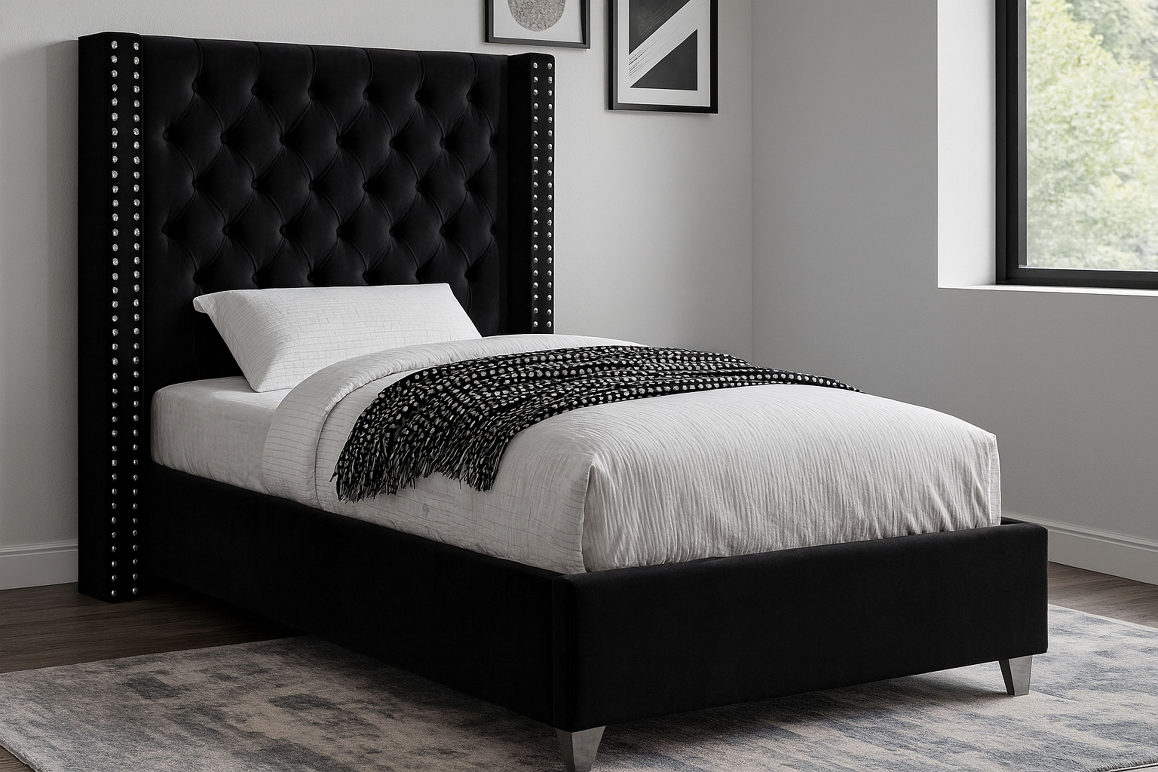 Aiden - Upholstered Twin Bed - Black