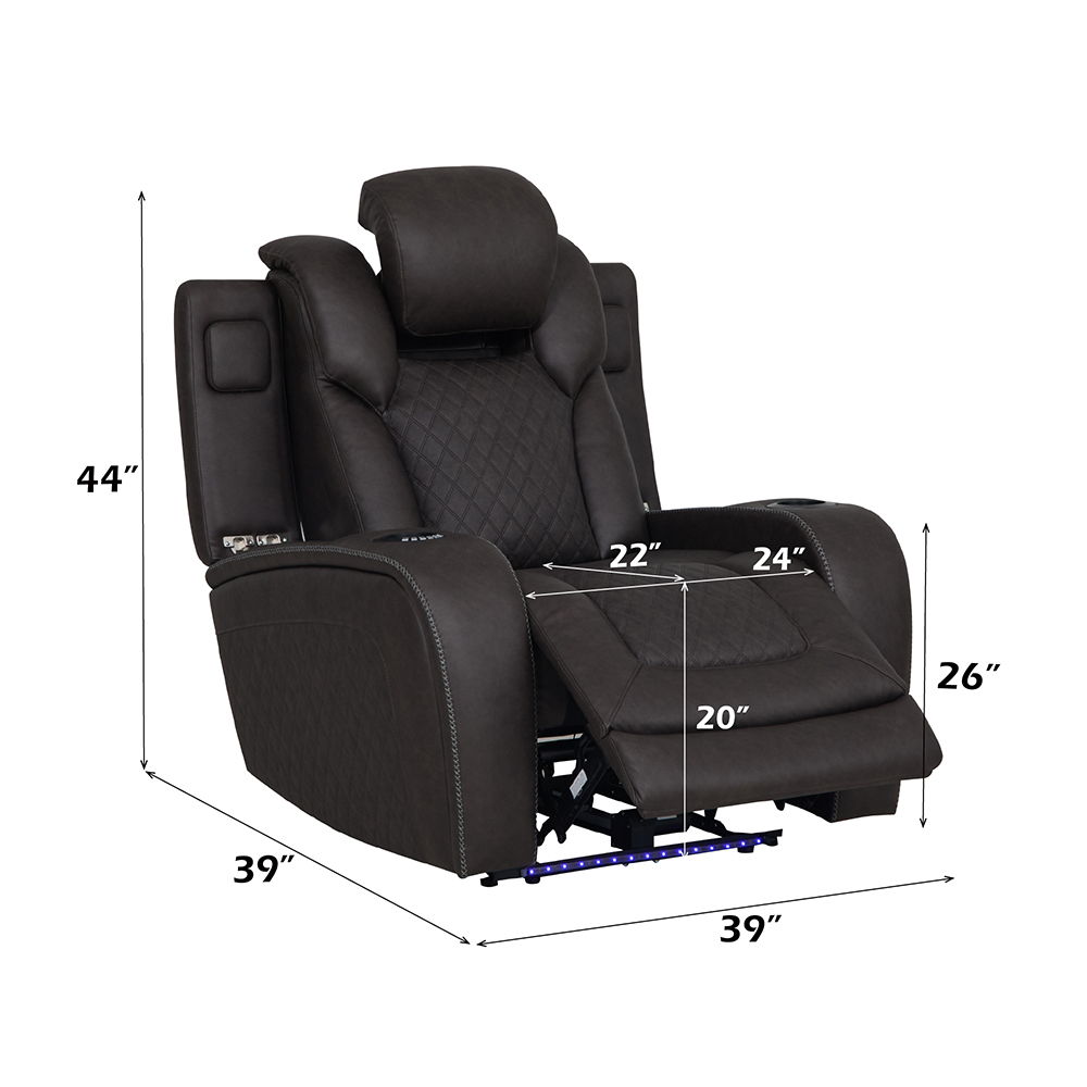 Wendell - Power Motion Recliner With Storage, USB & LED - Dark Gray, dark gray, view 8