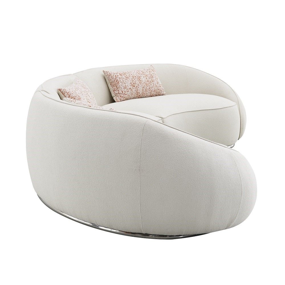 Sahara - Sectional Sofa With 3 Pillows - Beige Boucle, white, view 3