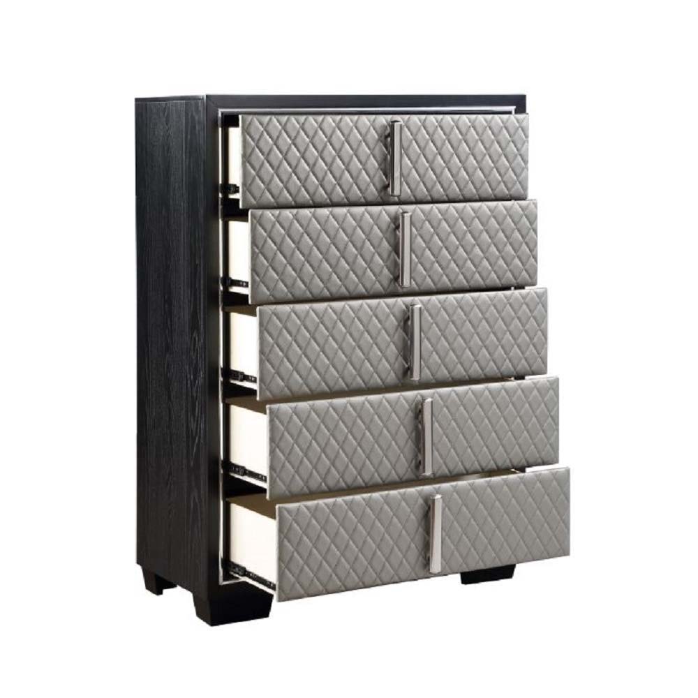 Nicola - Chest - Silver Synthetic Leather & Black, silver, view 3