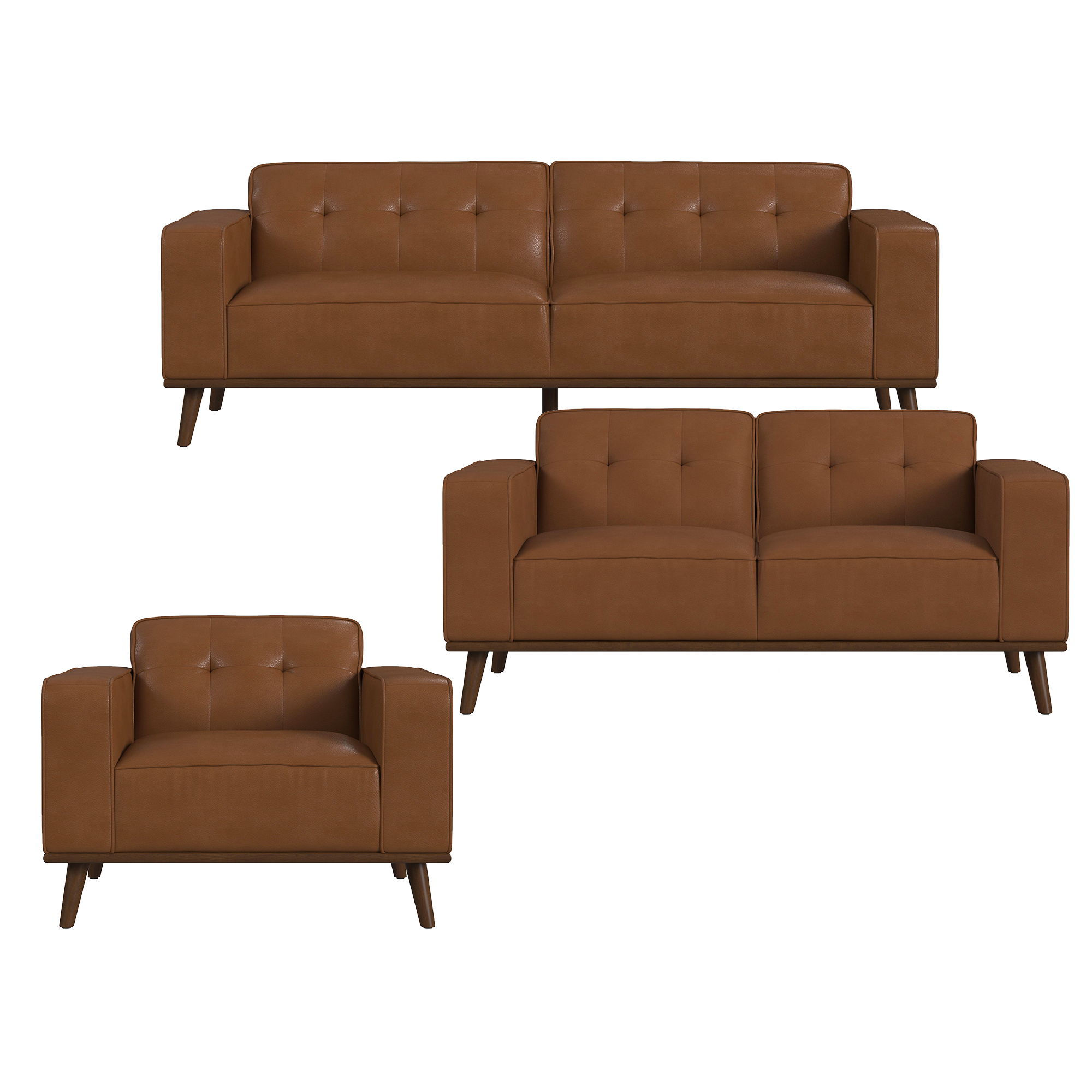 Destiny - 3 Piece Living Room Set (Sofa, Loveseat & Chair) - Pebble Tan
