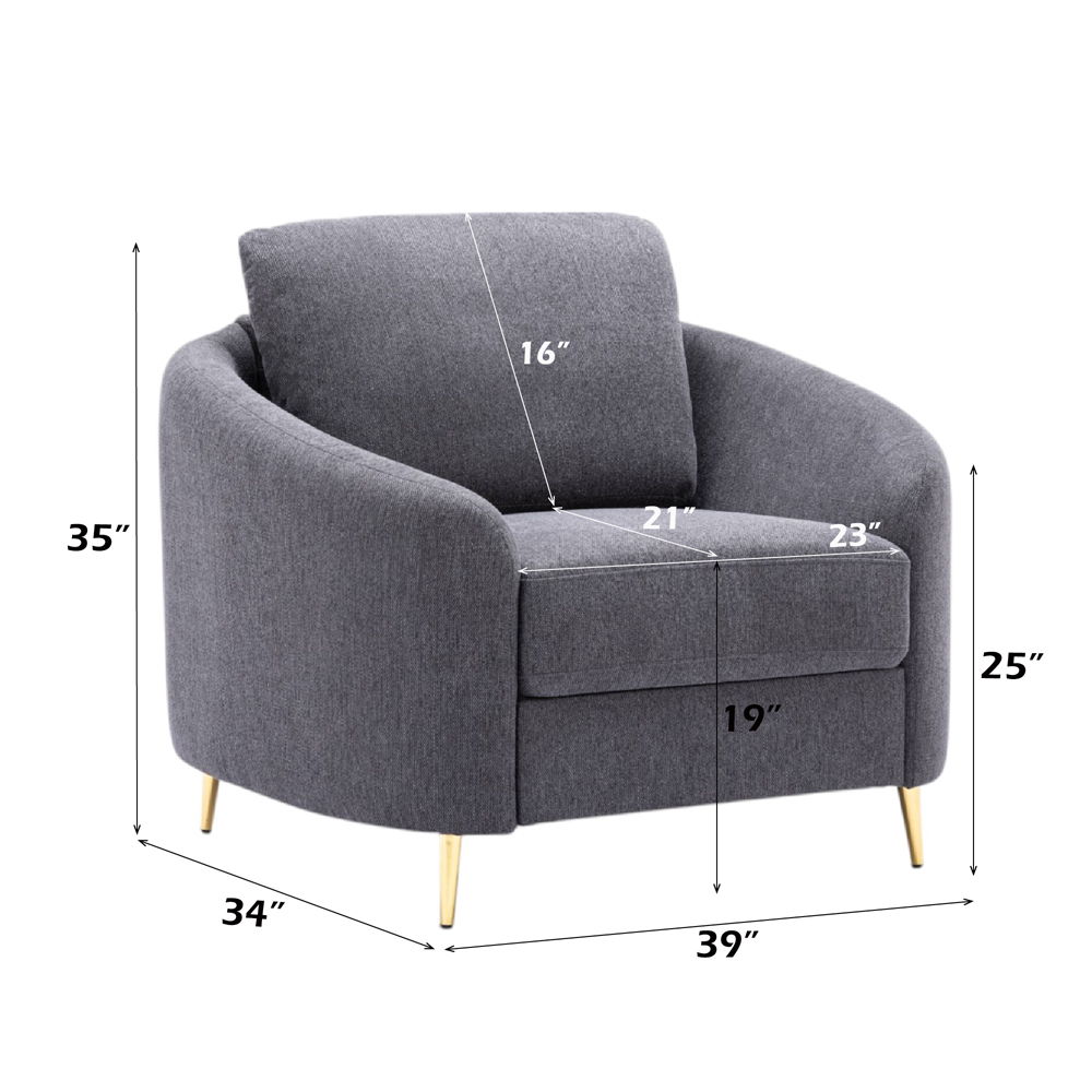 Yuina - Chair - Gray Linen, dark gray, view 6