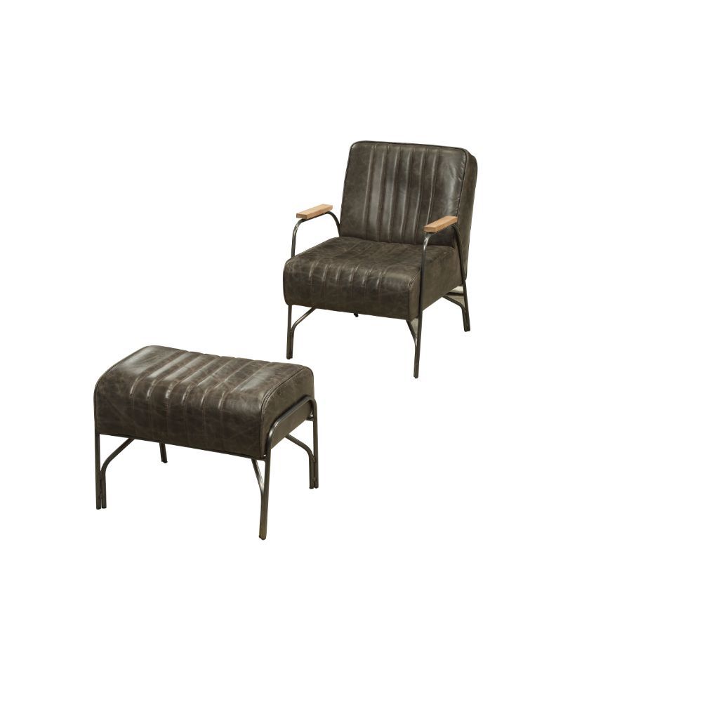 Sarahi - Accent Chair - Distress Espresso Top Grain Leather, black
