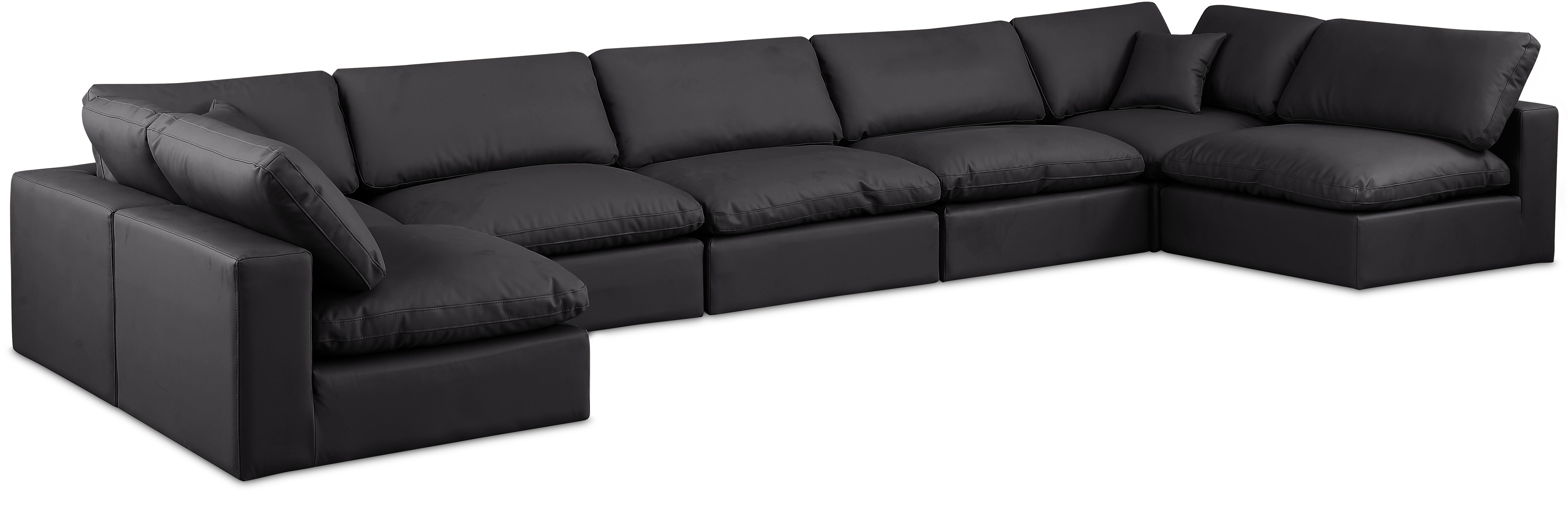 Comfy - 7 Piece Faux Leather Modular Armless Sectional - Charcoal