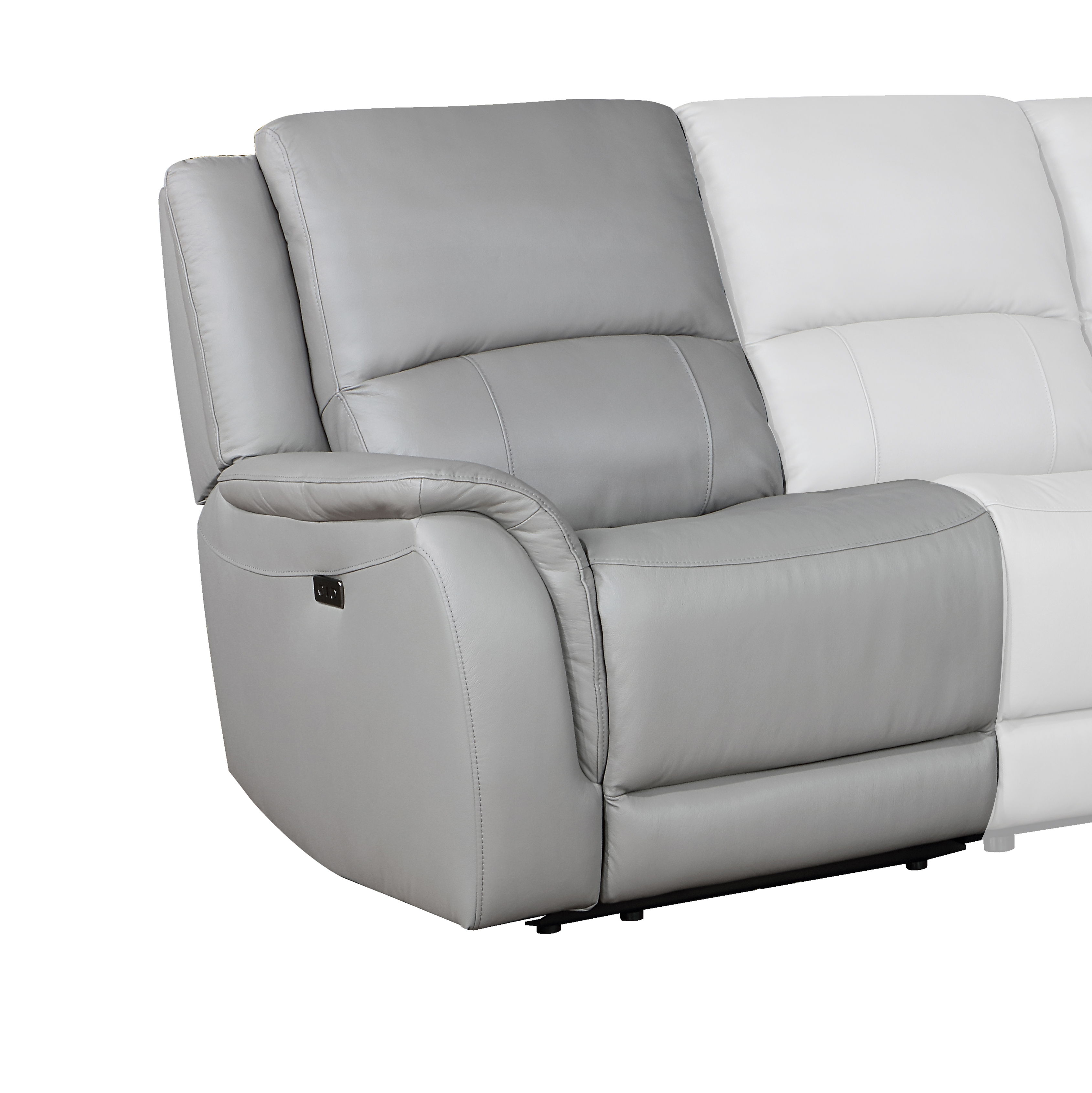 Alexandria - Leather Power Left-Arm-Facing Recliner With USB Port - Stone