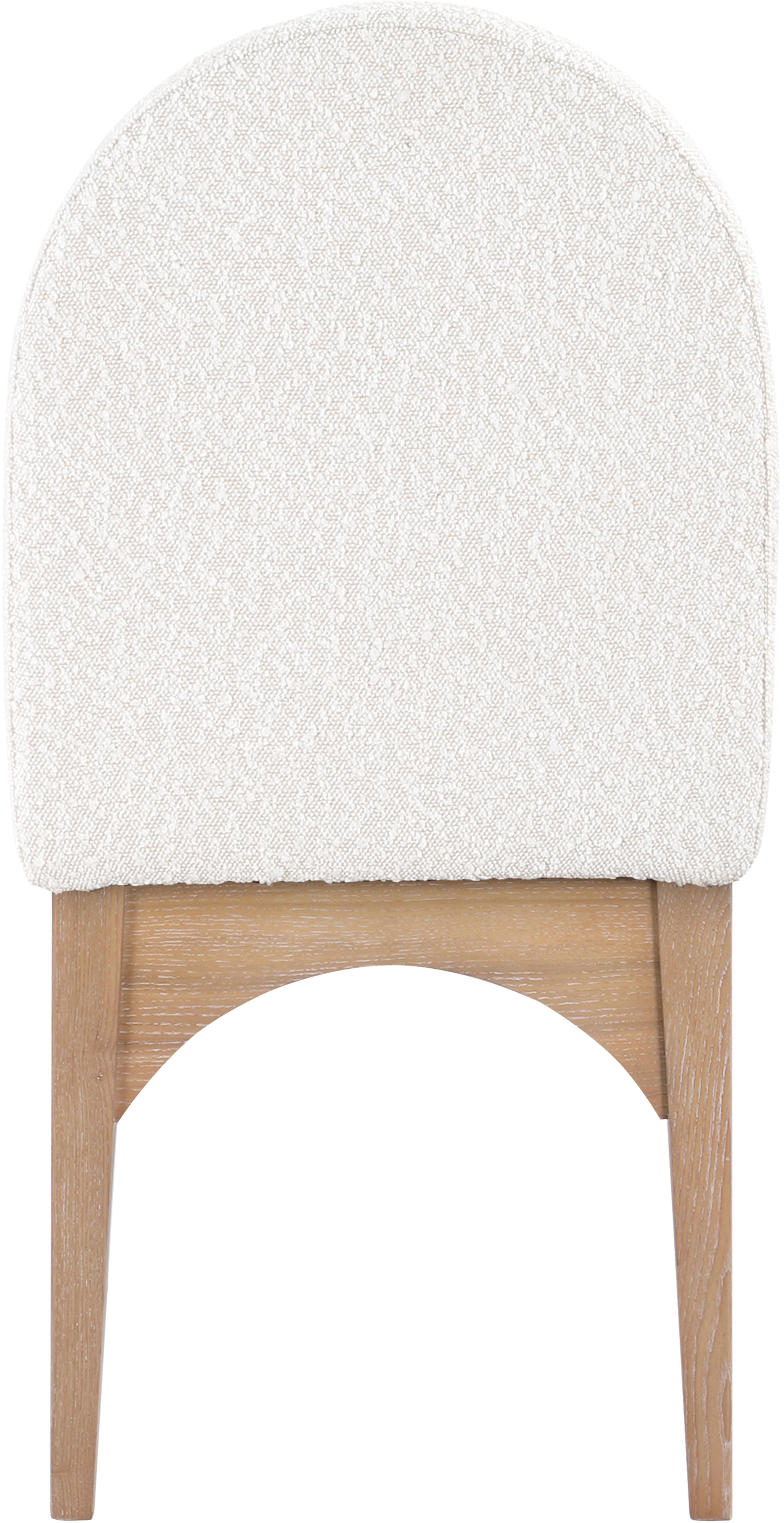 Waldorf - Boucle Dining Side Chair With Natural Legs - Cream