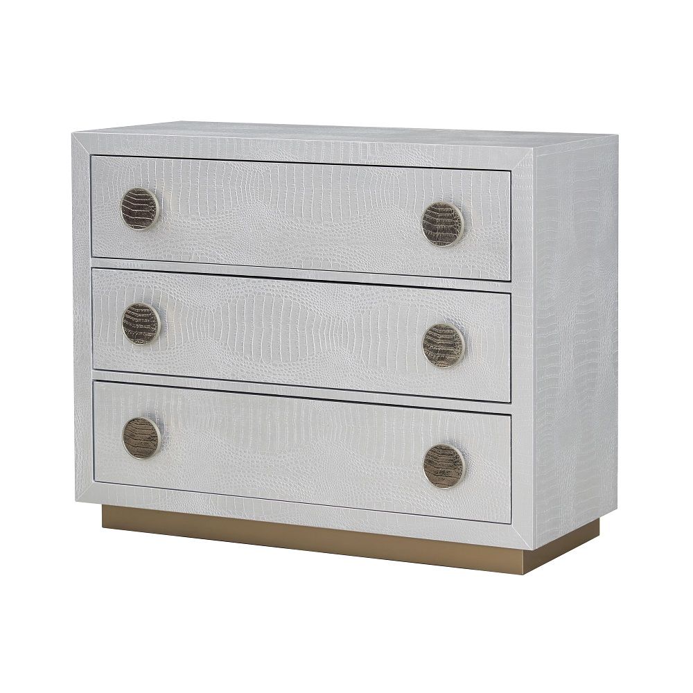 Anpu - Console Cabinet - Silver Faux Crocodile Skin, light gray, view 2