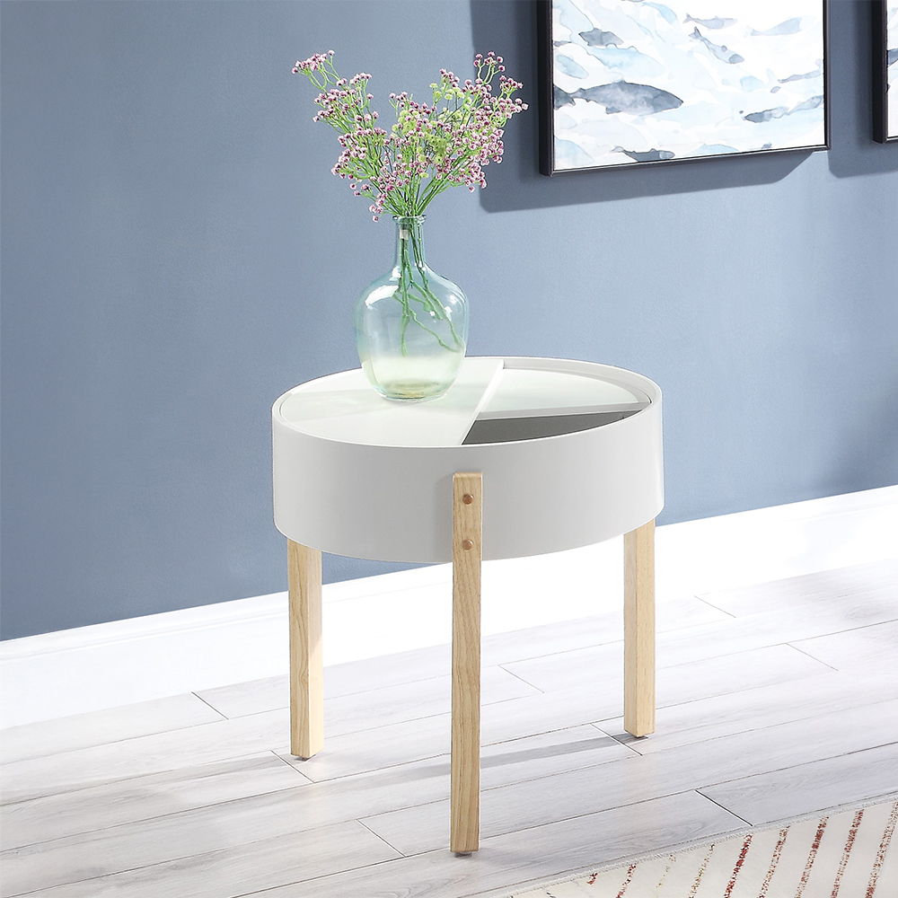 Bodfish - End Table - White & Natural, white