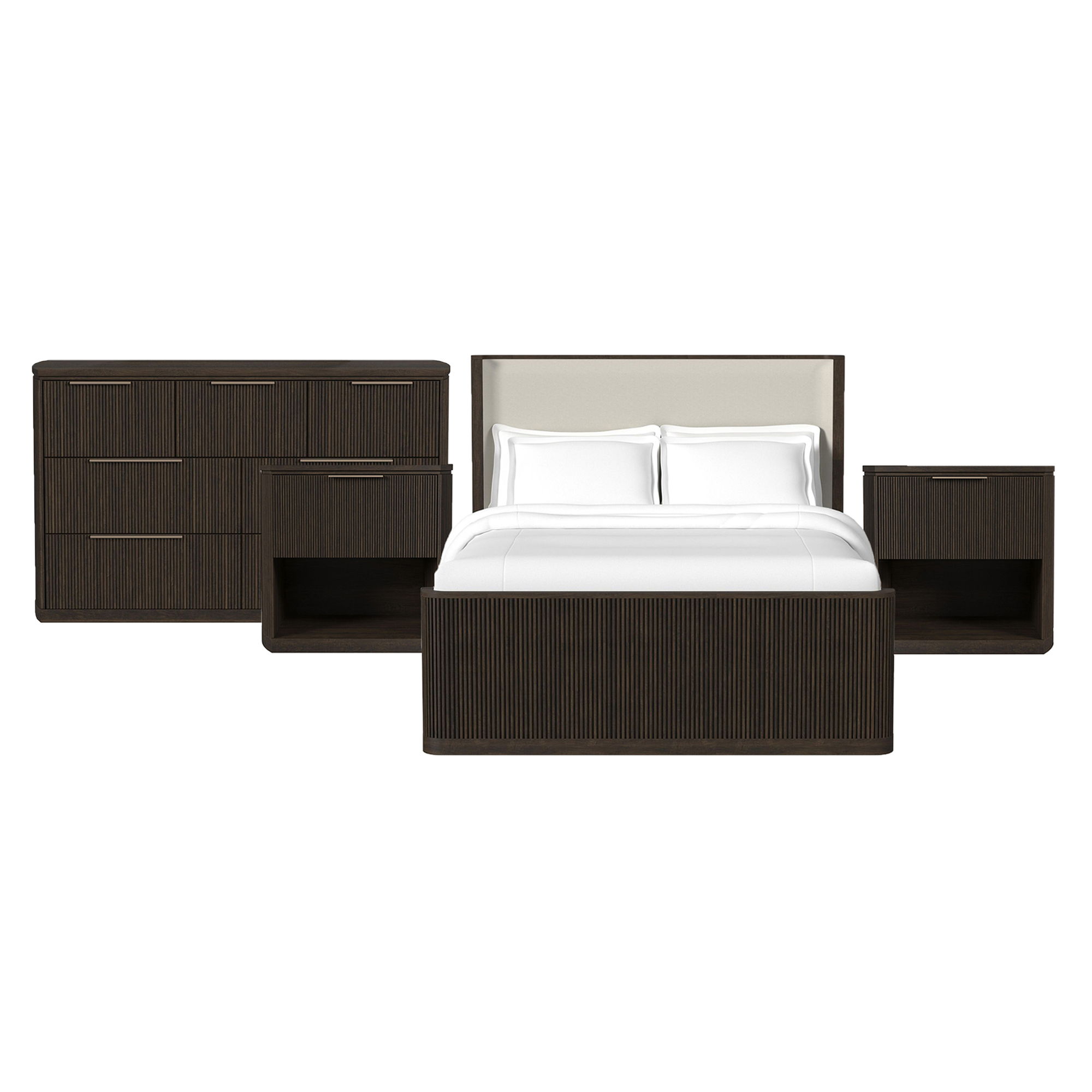 Queen · 4 Pc · Bedroom Set With 2 Nightstands & Dresser
