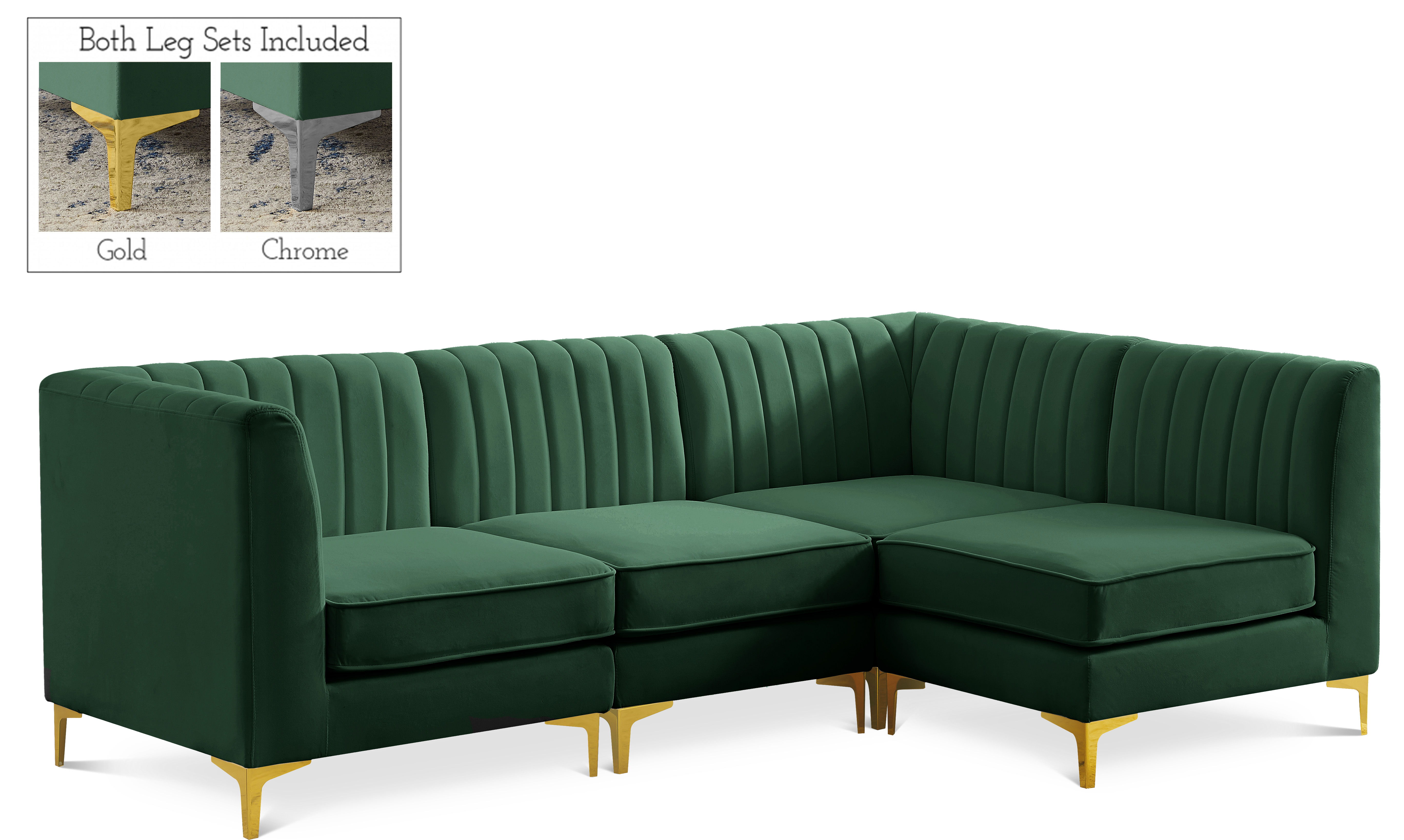 Alina - 4 Piece Modular L-Shaped Sectional - Green
