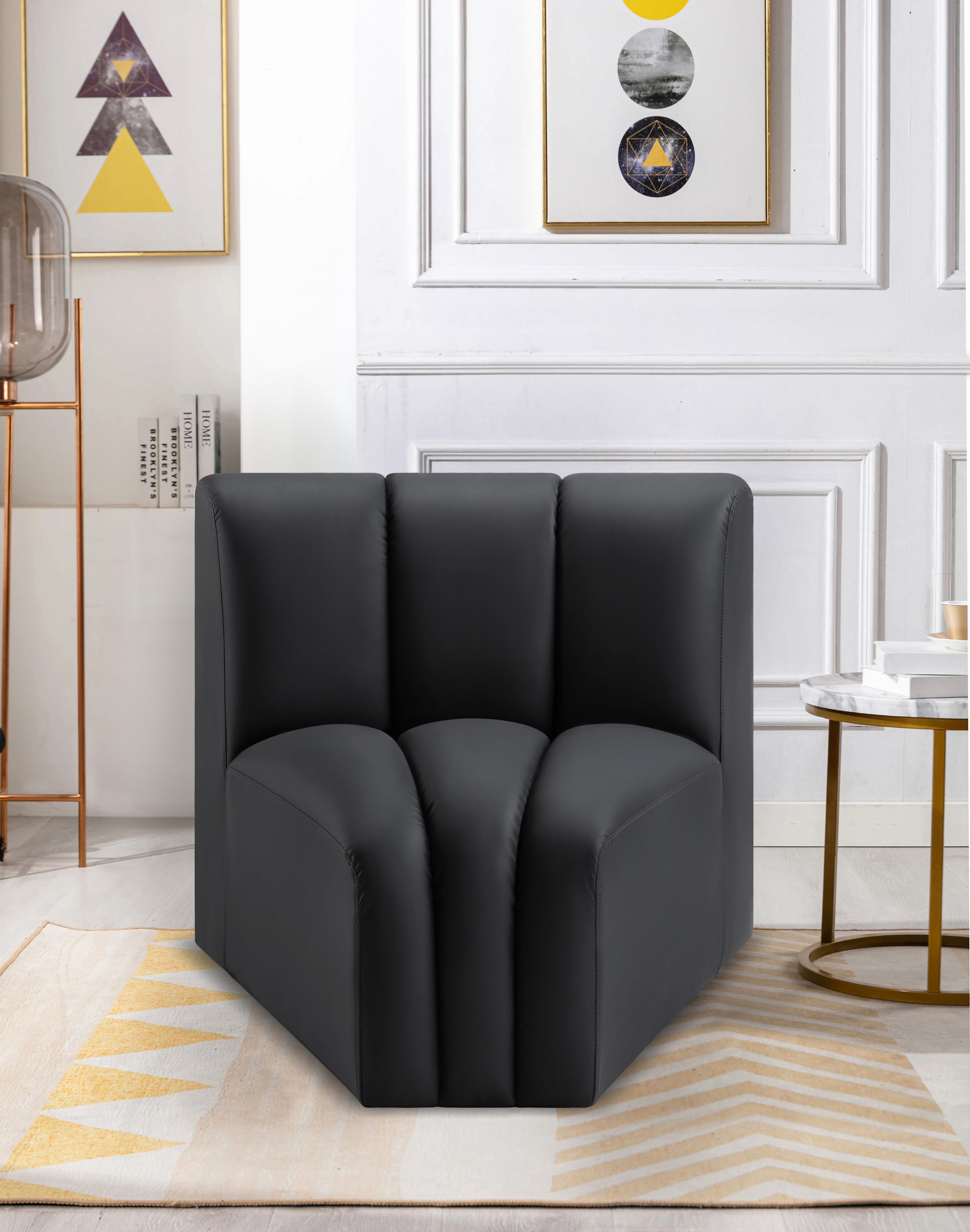 Arc - Faux Leather Curved Corner Chair - Black