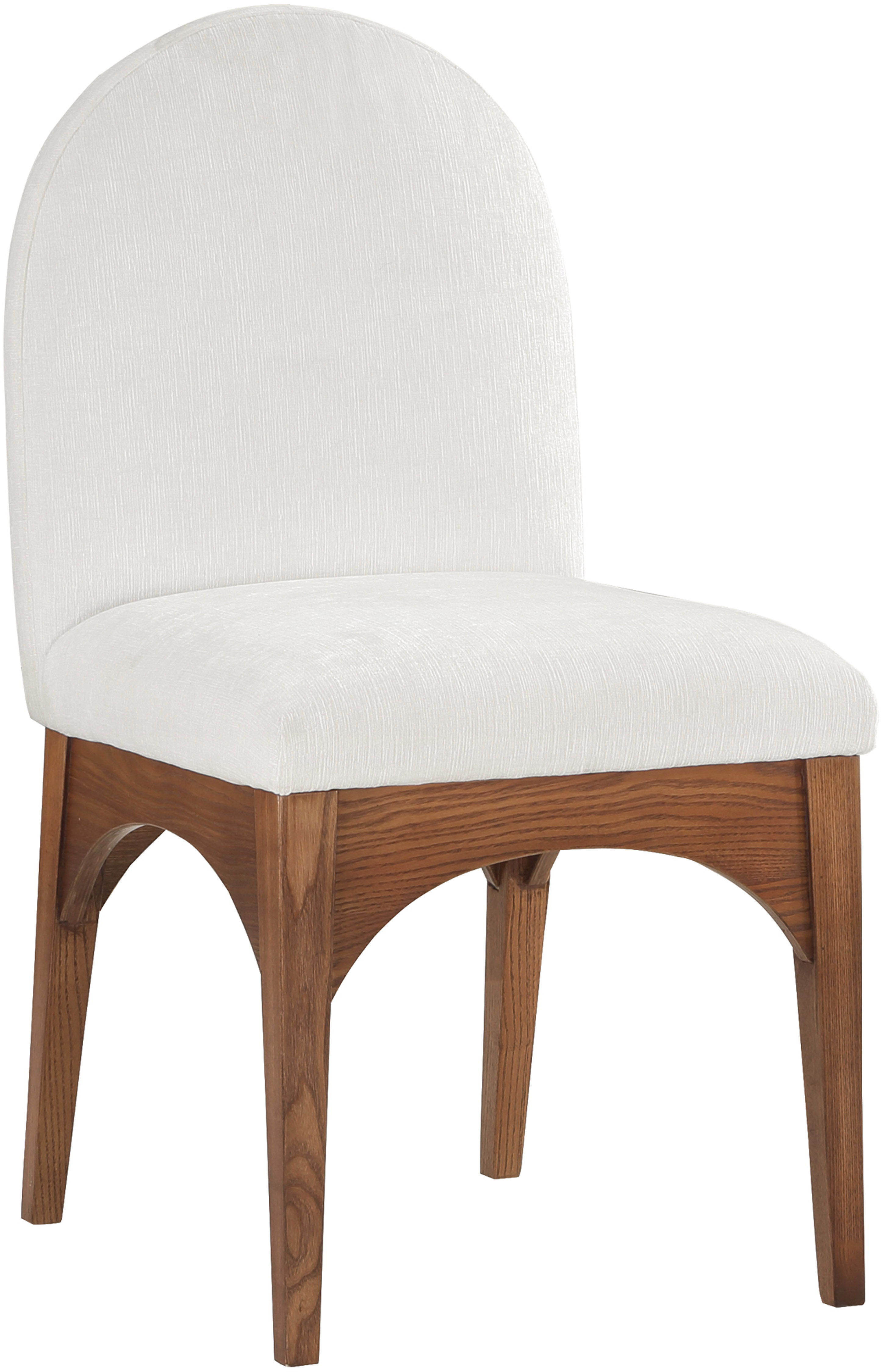 Waldorf - Chenille Dining Side Chair With Brown Legs - Cream