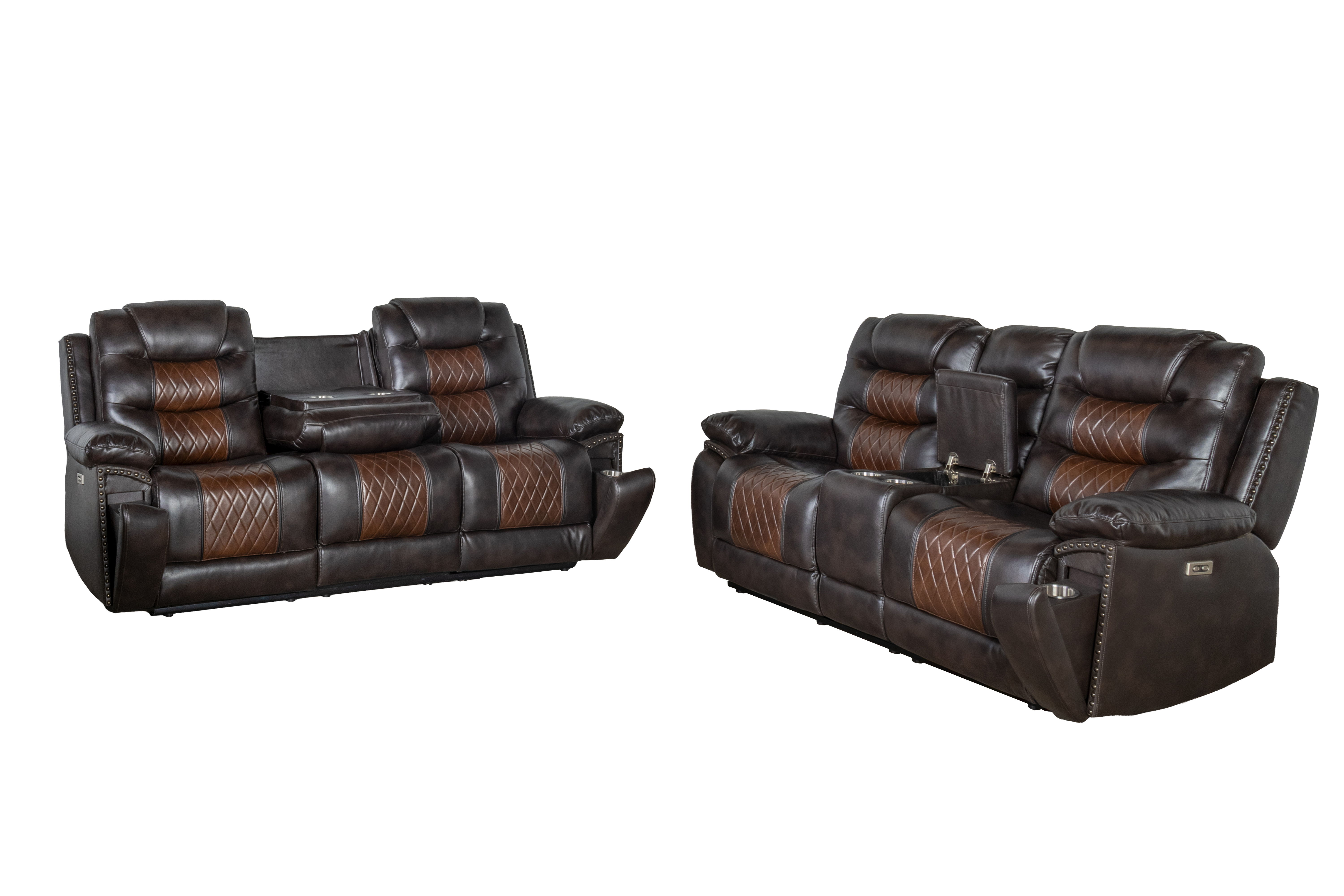 Nikko - P1 2 Piece Sofa & Loveseat Power Footrest - Brown