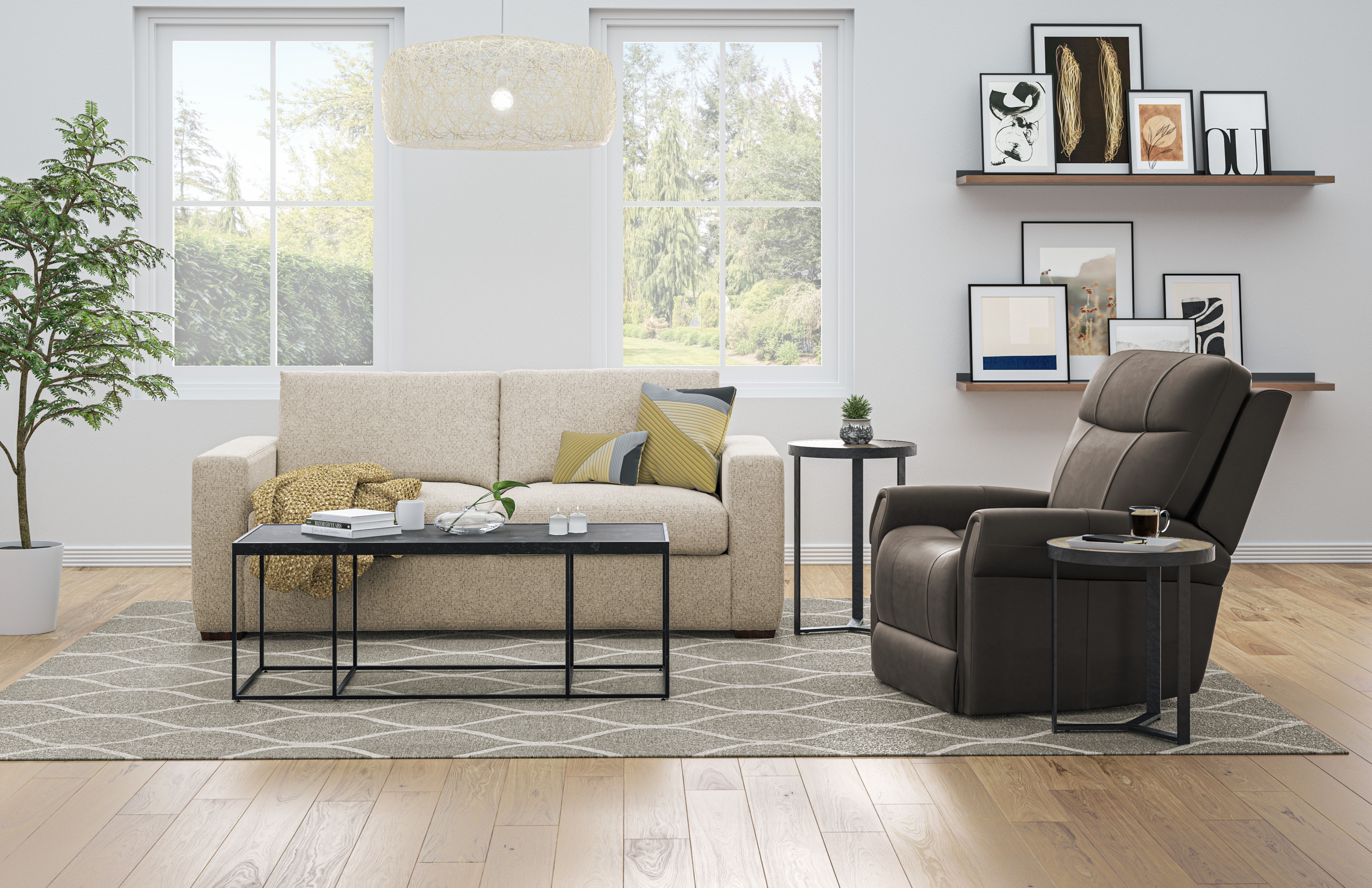 Collins - Fabric Two-Cushion Sofa, dark gray