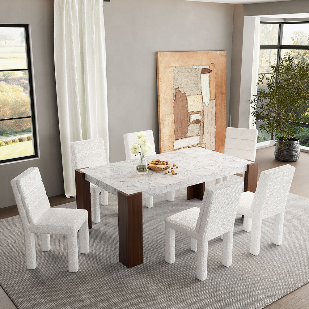 Hettie - Side Chair (Set of 2) - Beige Boucle, white, view 7