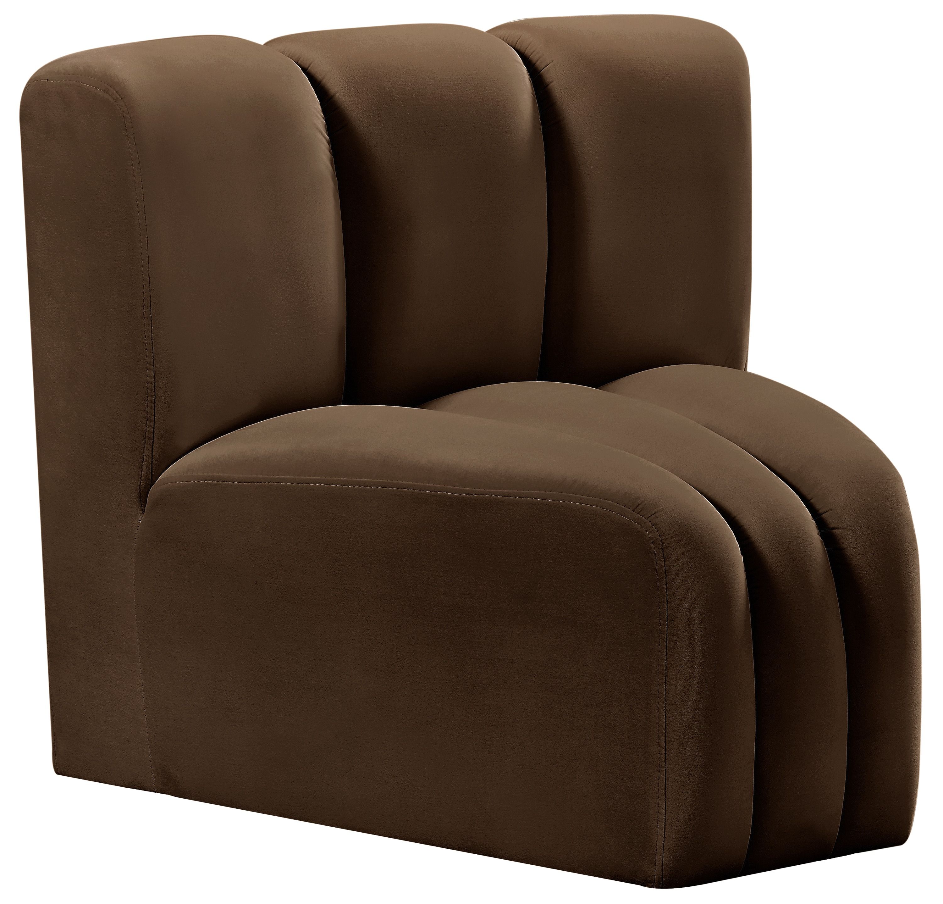 Arc - Velvet Curved Corner Chair - Brown
