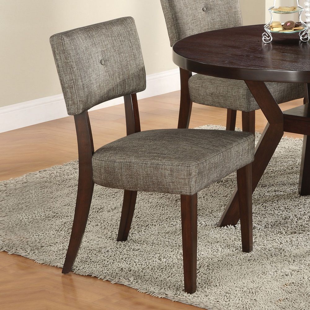 Drake - Side Chair (Set of 2) - Gray Fabric & Espresso, dark brown