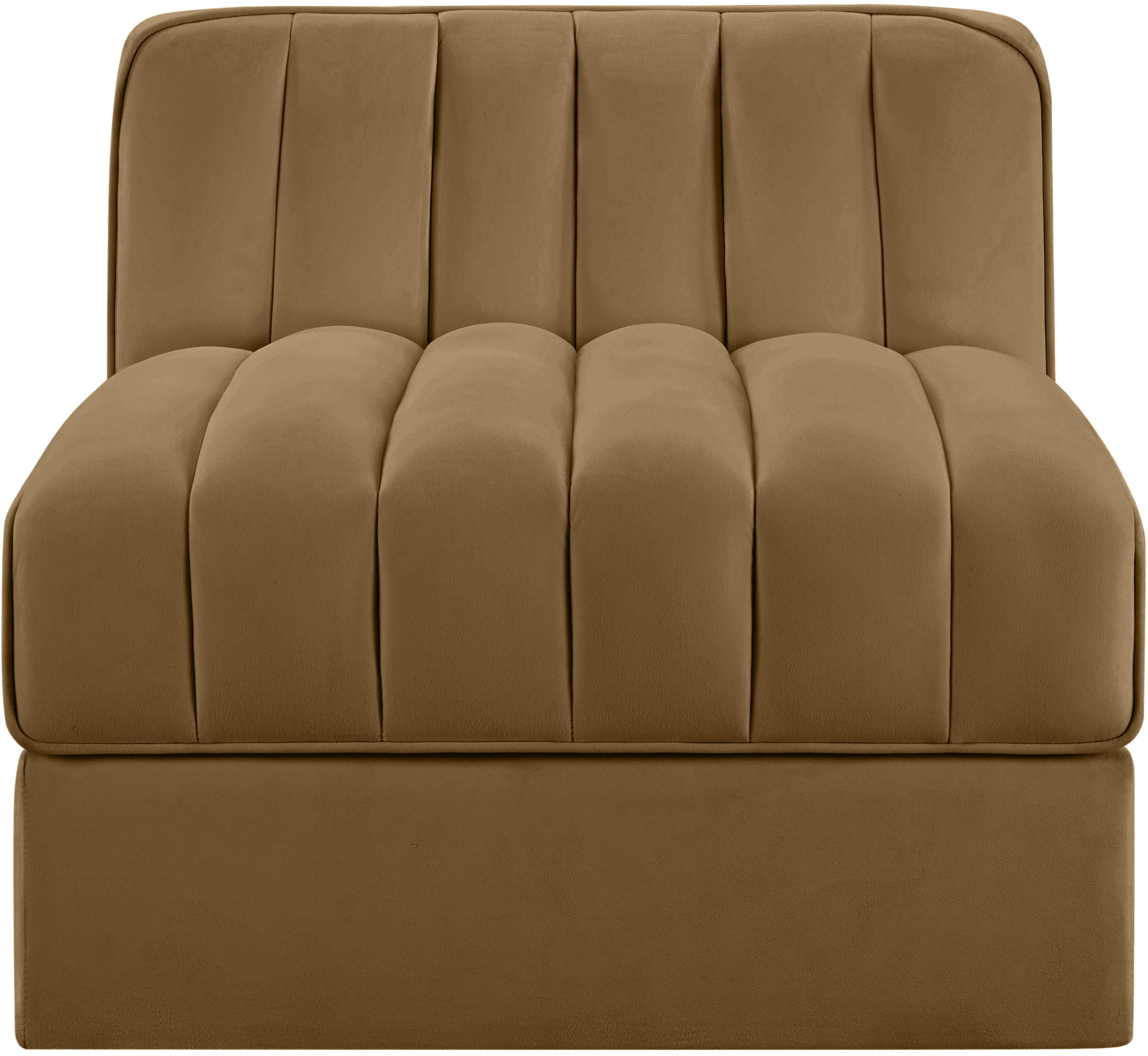 Rummi - Velvet Performance Fabric Upholstered Modular Armless Chair - Saddle