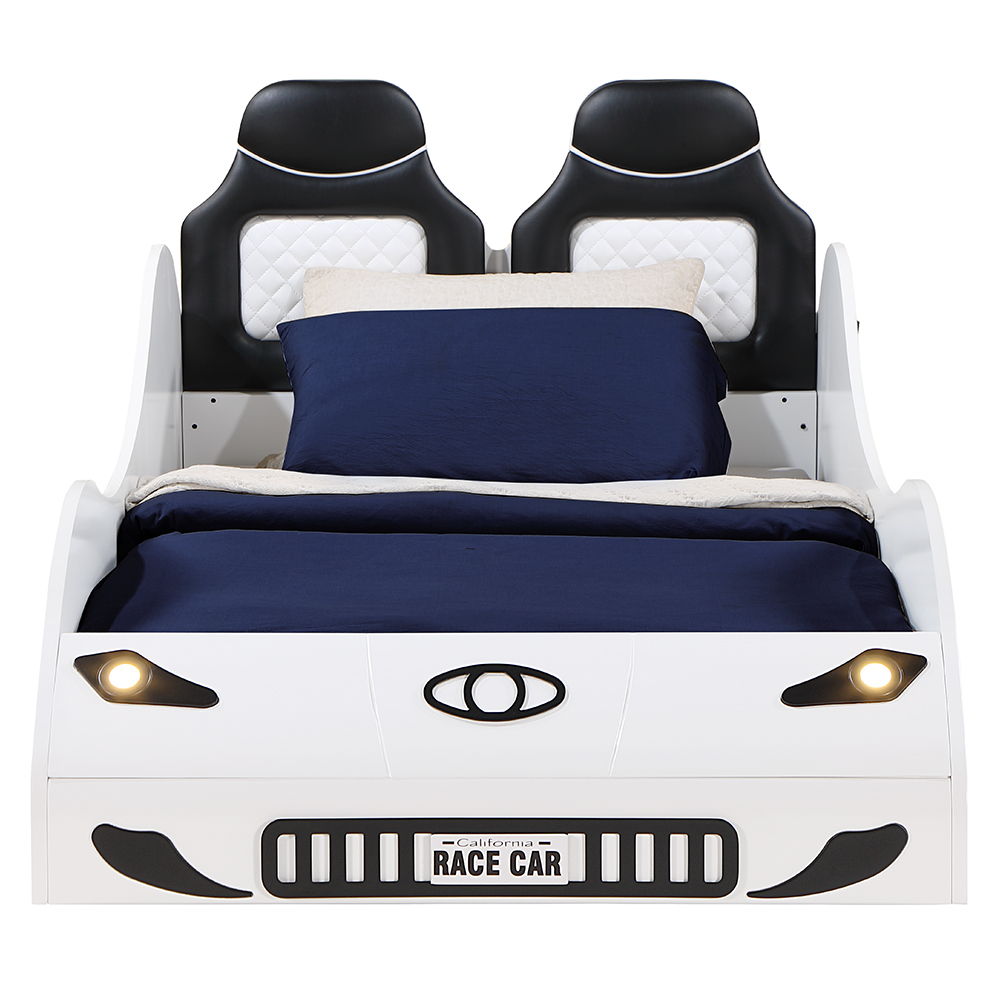 Colen - Twin Car Bed - White, white, view 8