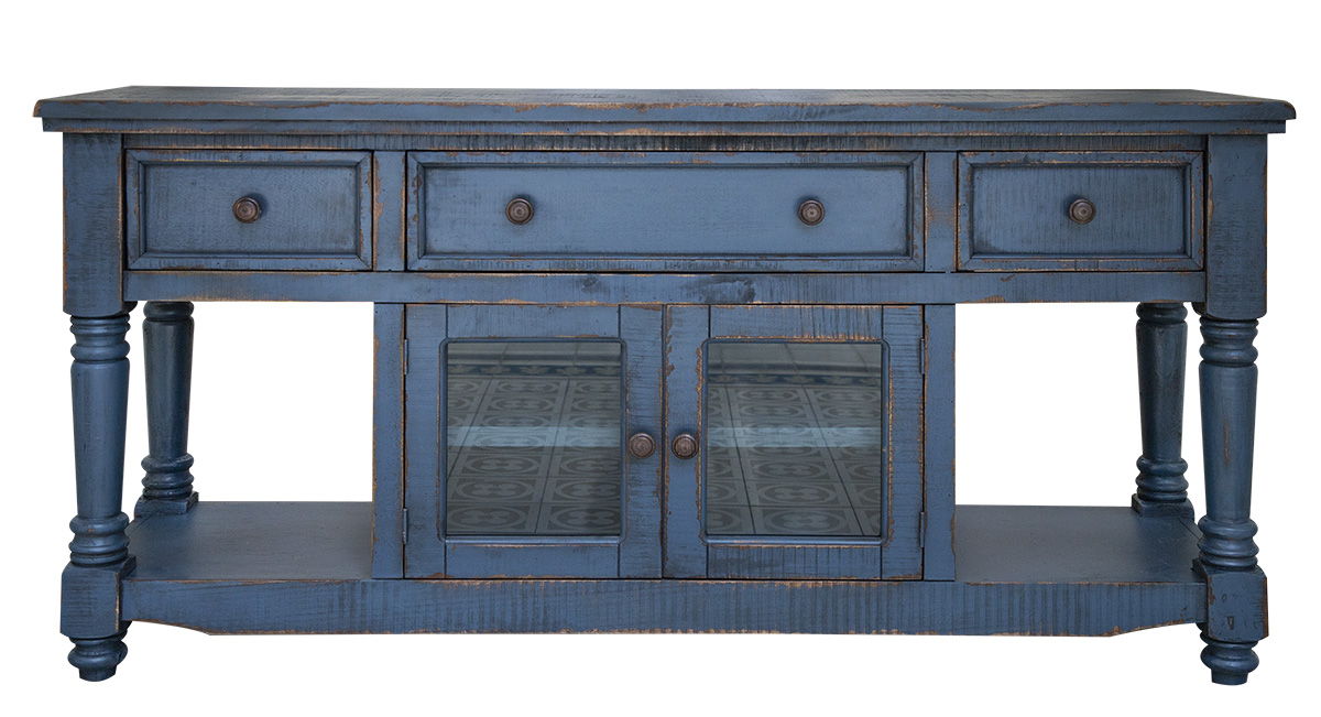 International Furniture Direct Aruba - TV Stand / Console -With 3 Drawers And 2 Doors - Dark Blue