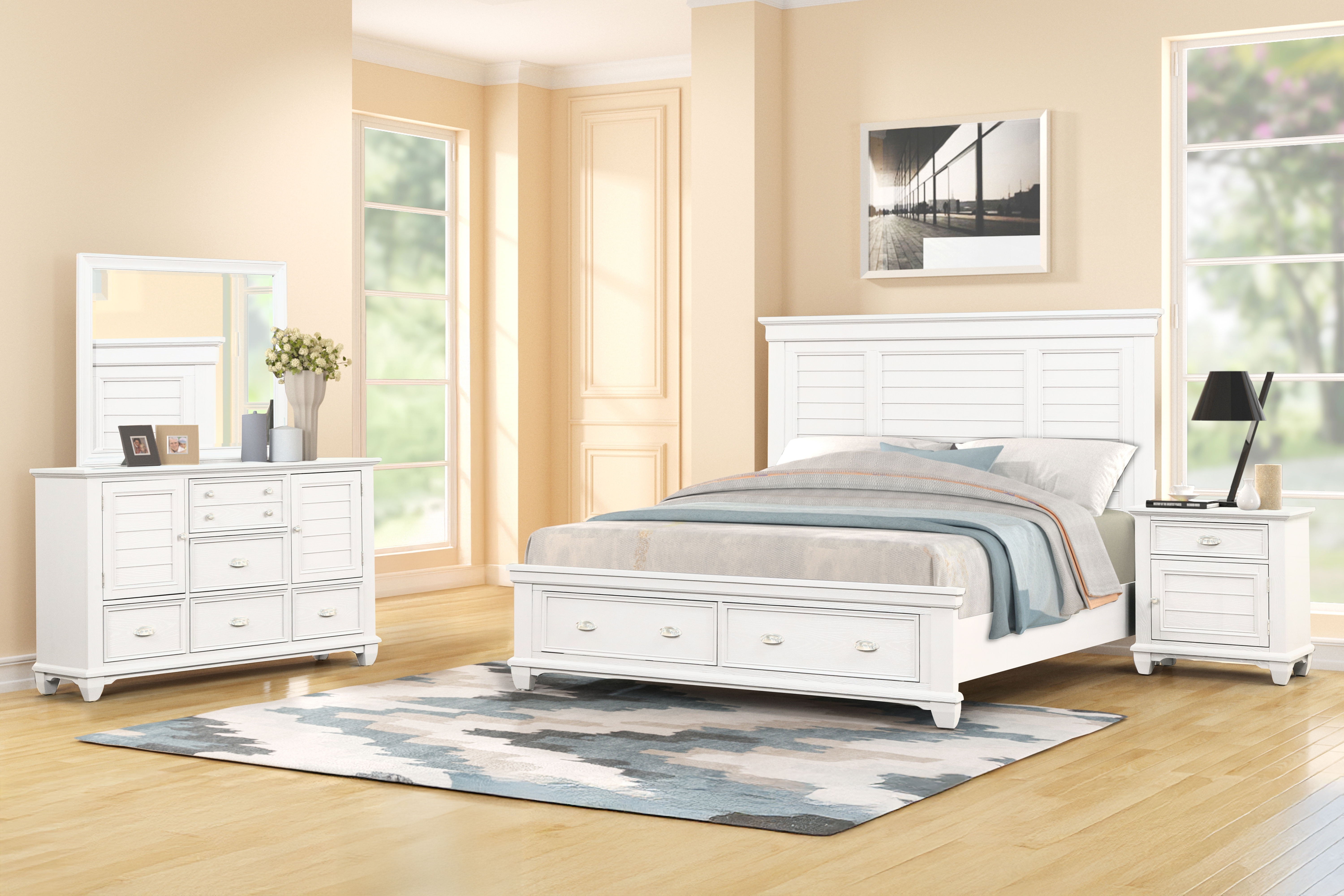 Queen · 4 Pc · Bed & Dresser & Mirror & Nightstand