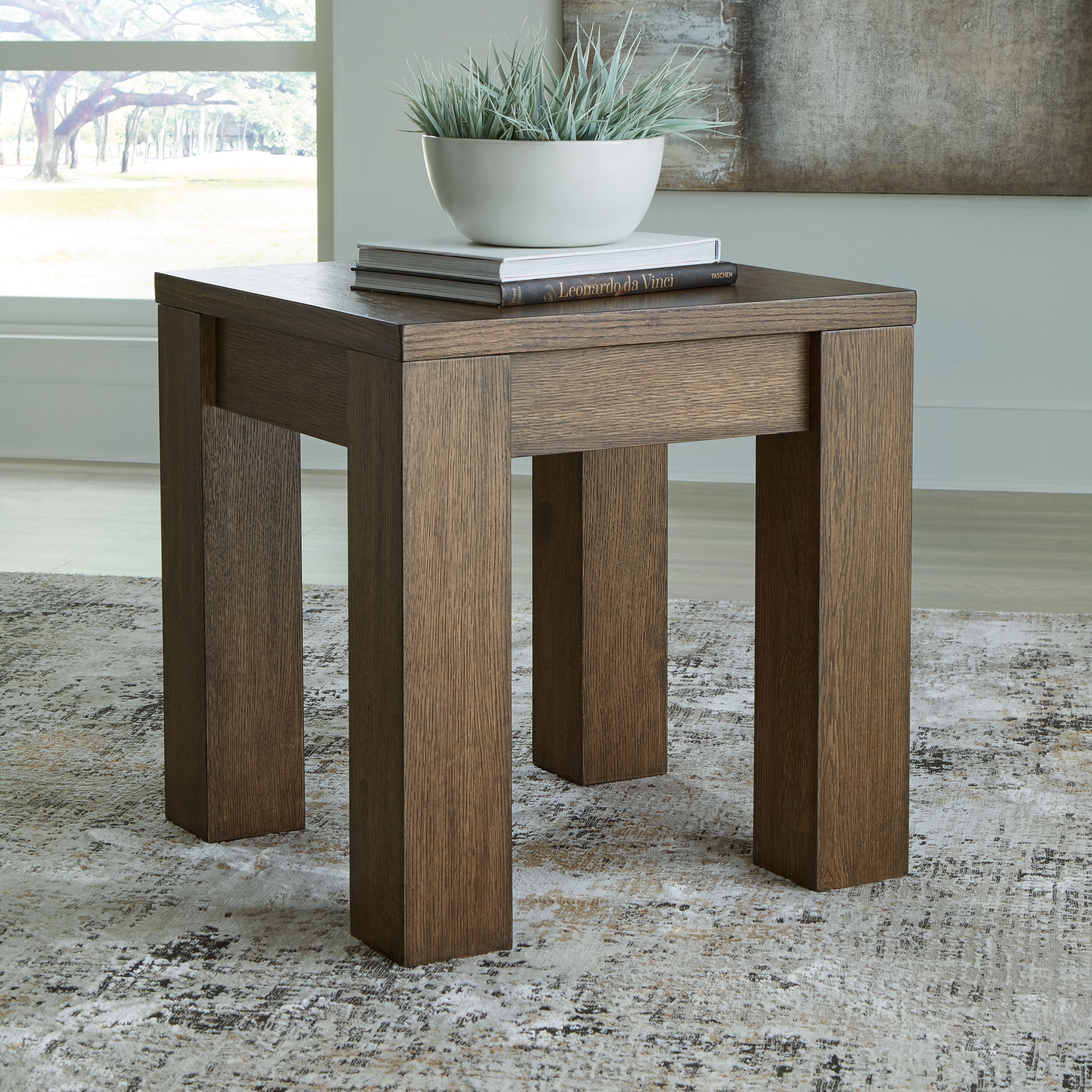 Ashley Furniture Rosswain - Square End Table - Warm Brown - Image 2