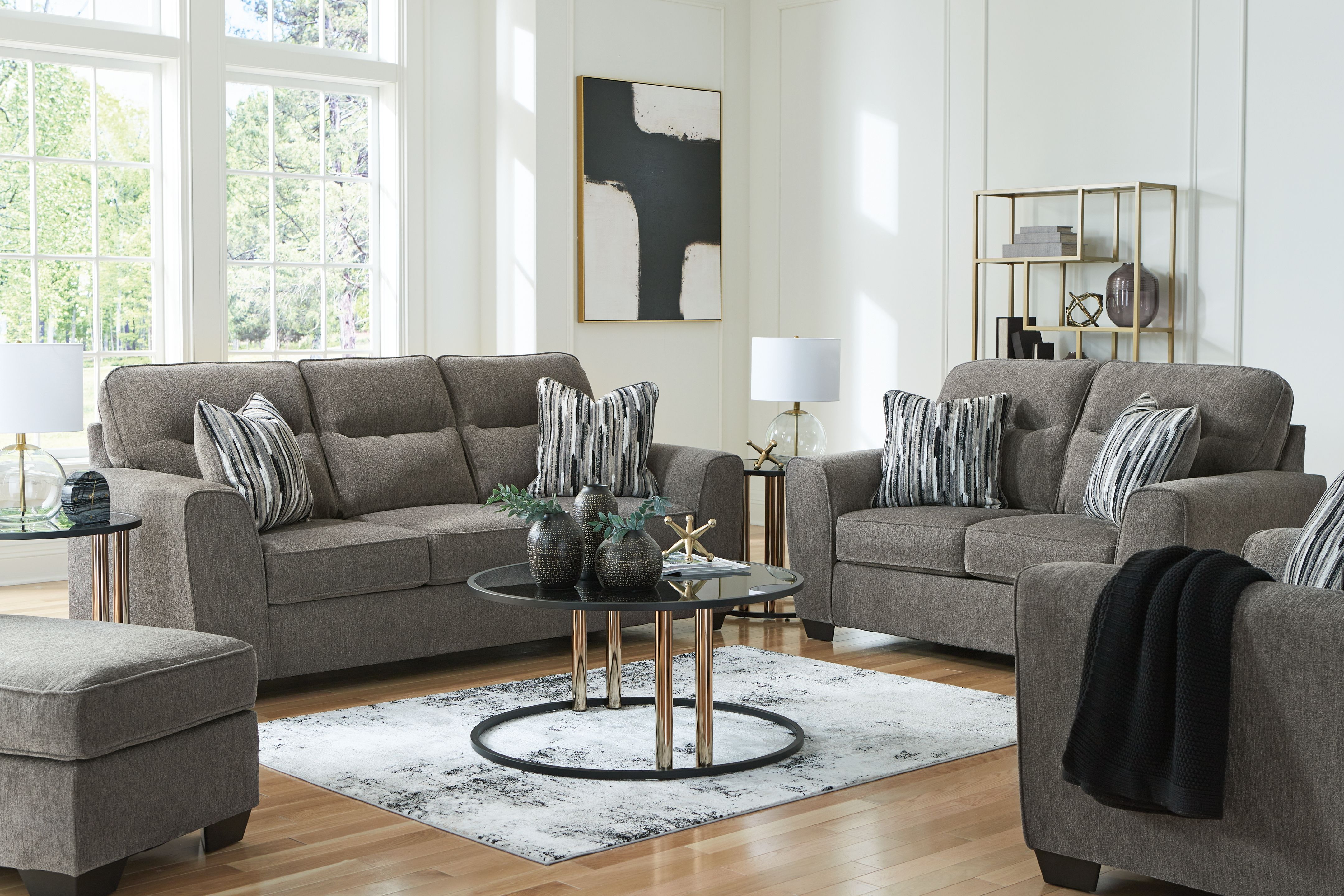 Olten - 4 Pc. - Sofa, Loveseat, Chair And A Half, Ottoman - Graphite