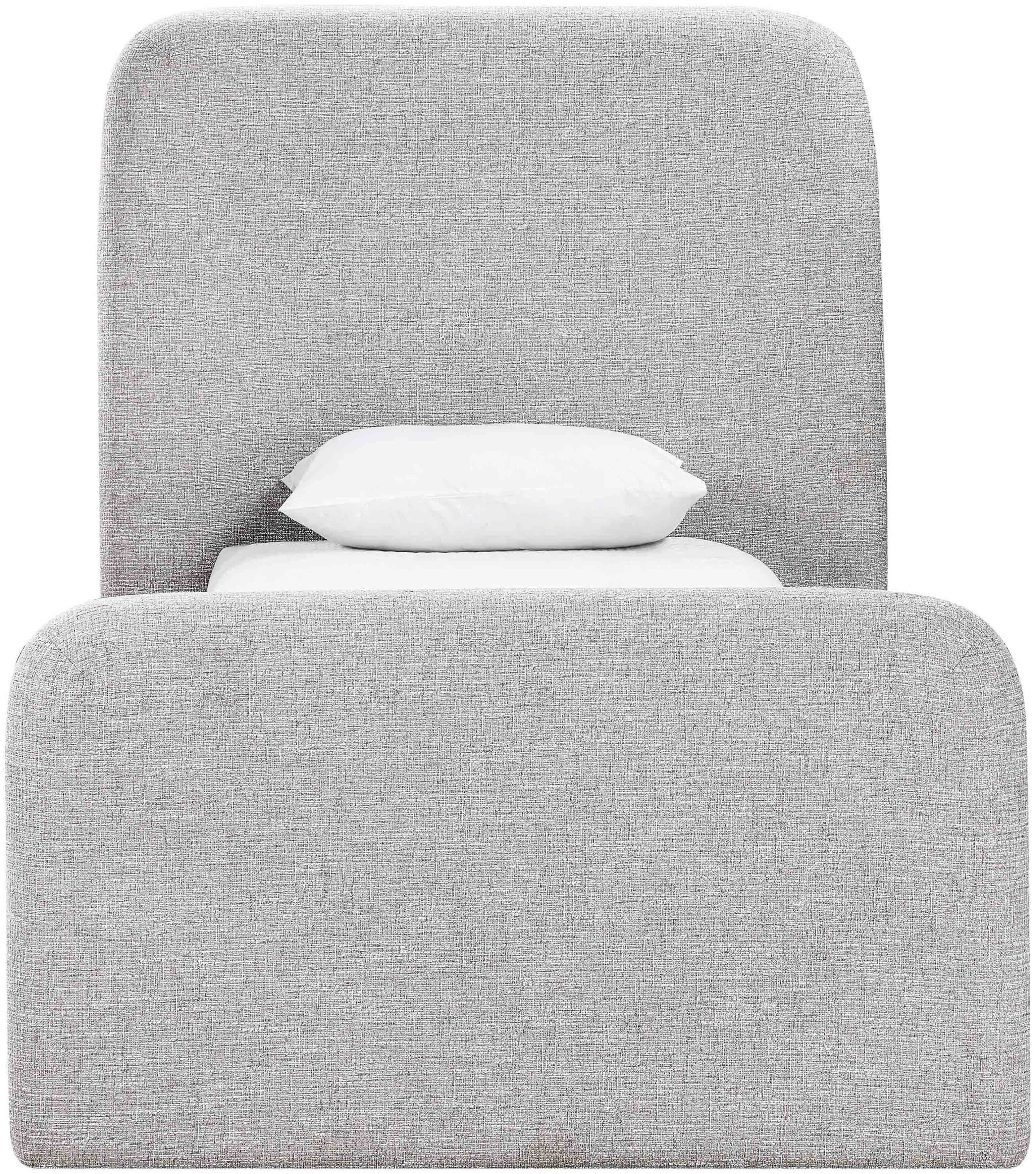 Fira - Linen Textured Fabric Upholstered Twin Bed - Gray