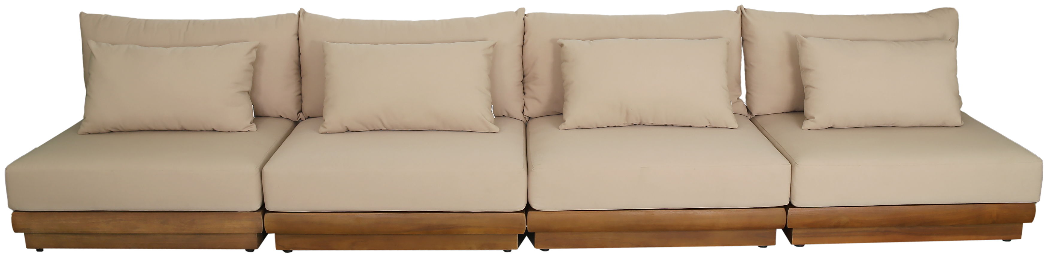 Mirella - 4 Piece Water Resistant Fabric 148" Outdoor Patio Modular Sofa - Tan